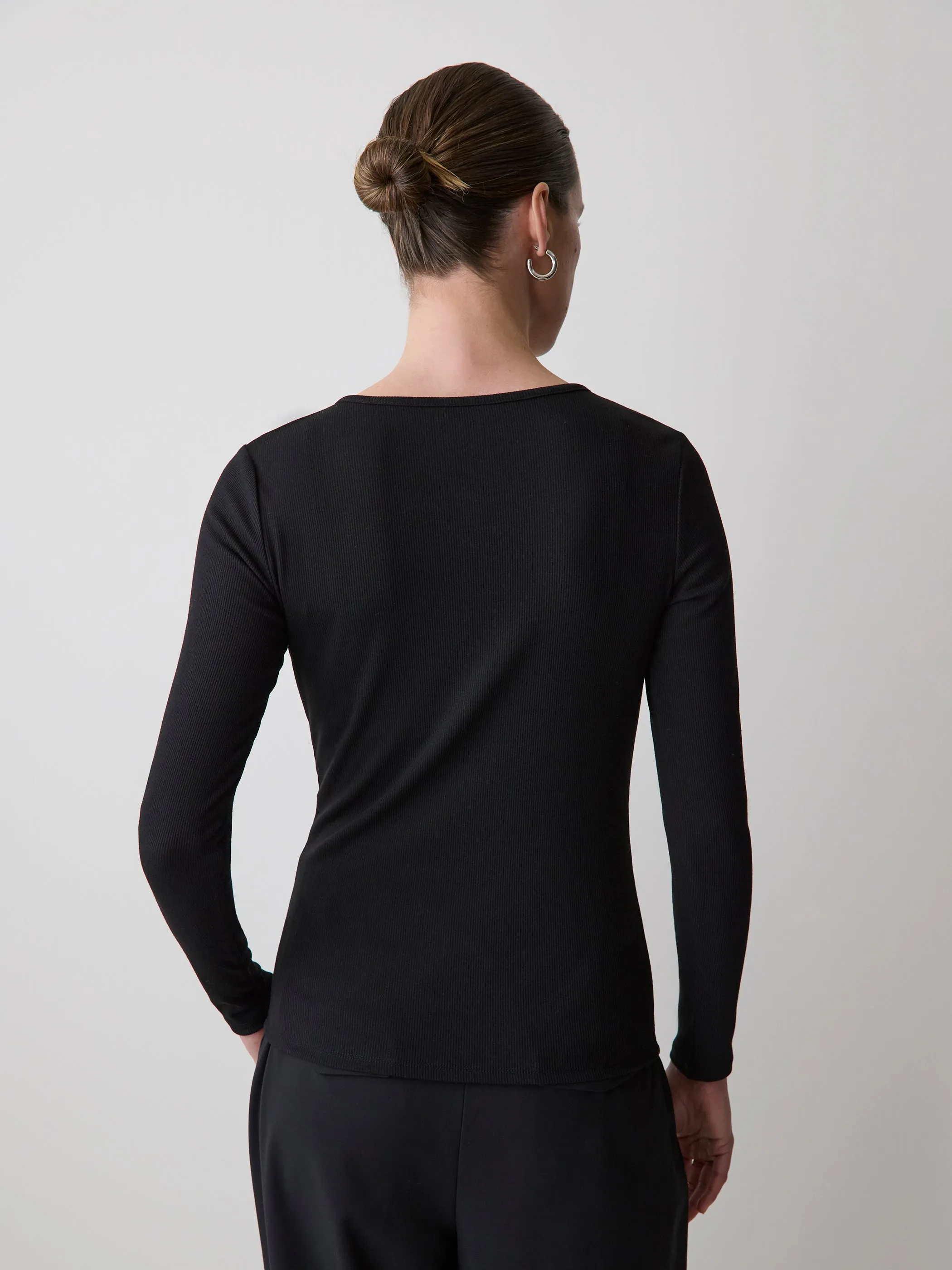 Long-Sleeve Henley Ribbed Top sold by RW&CO. product image thumbnail 3