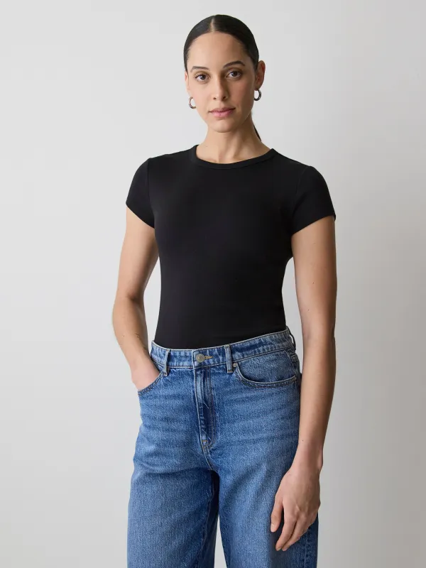 Short-Sleeve Crew-Neck Ribbed Basic Tee sold by RW&CO.