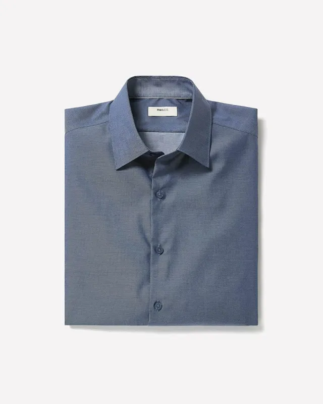 Tailored-Fit Denim-Like Dress Shirt sold by RW&CO.