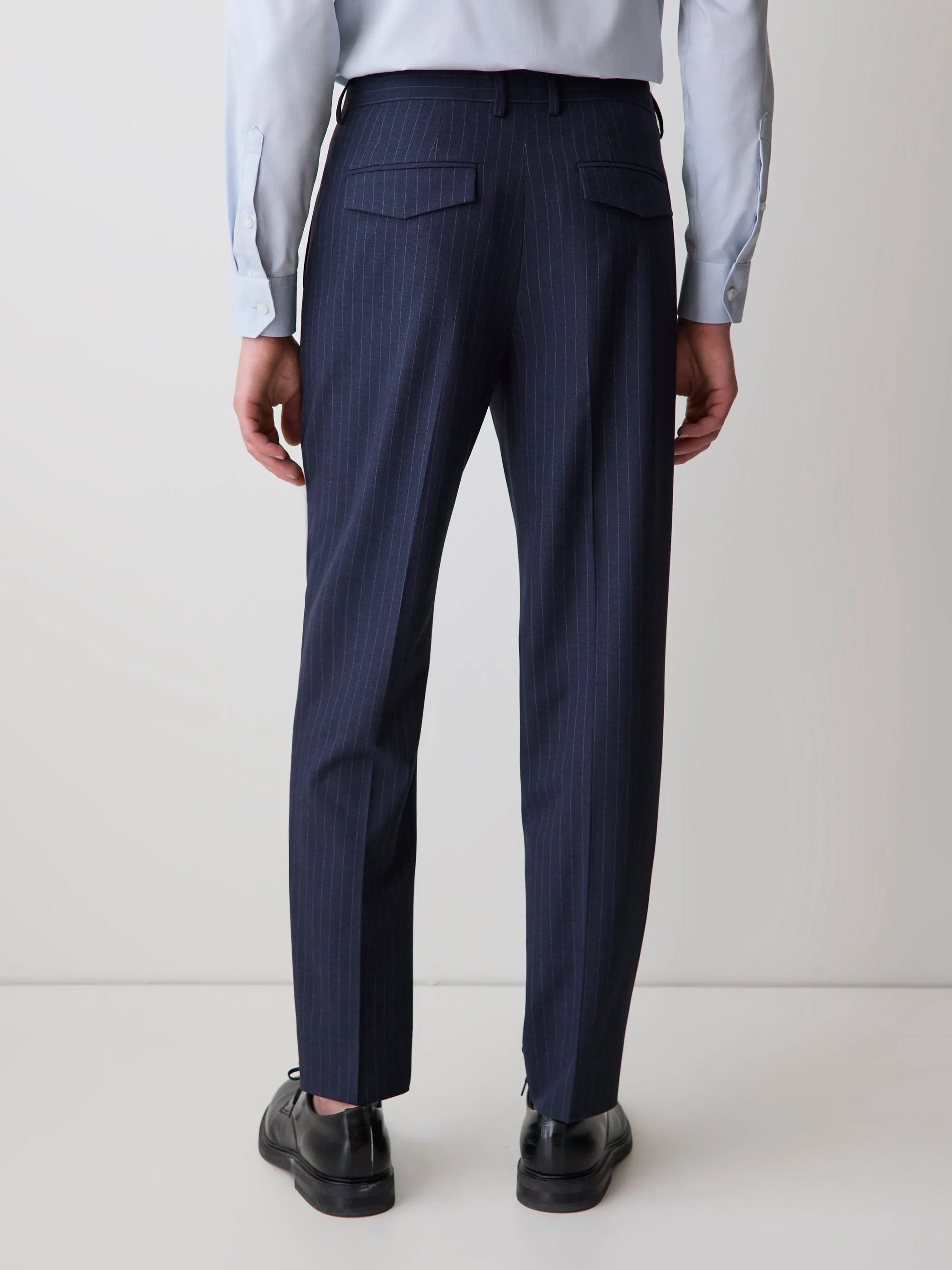 Striped Tapered-Leg Pleated Dress Pant sold by RW&CO. product image thumbnail 3