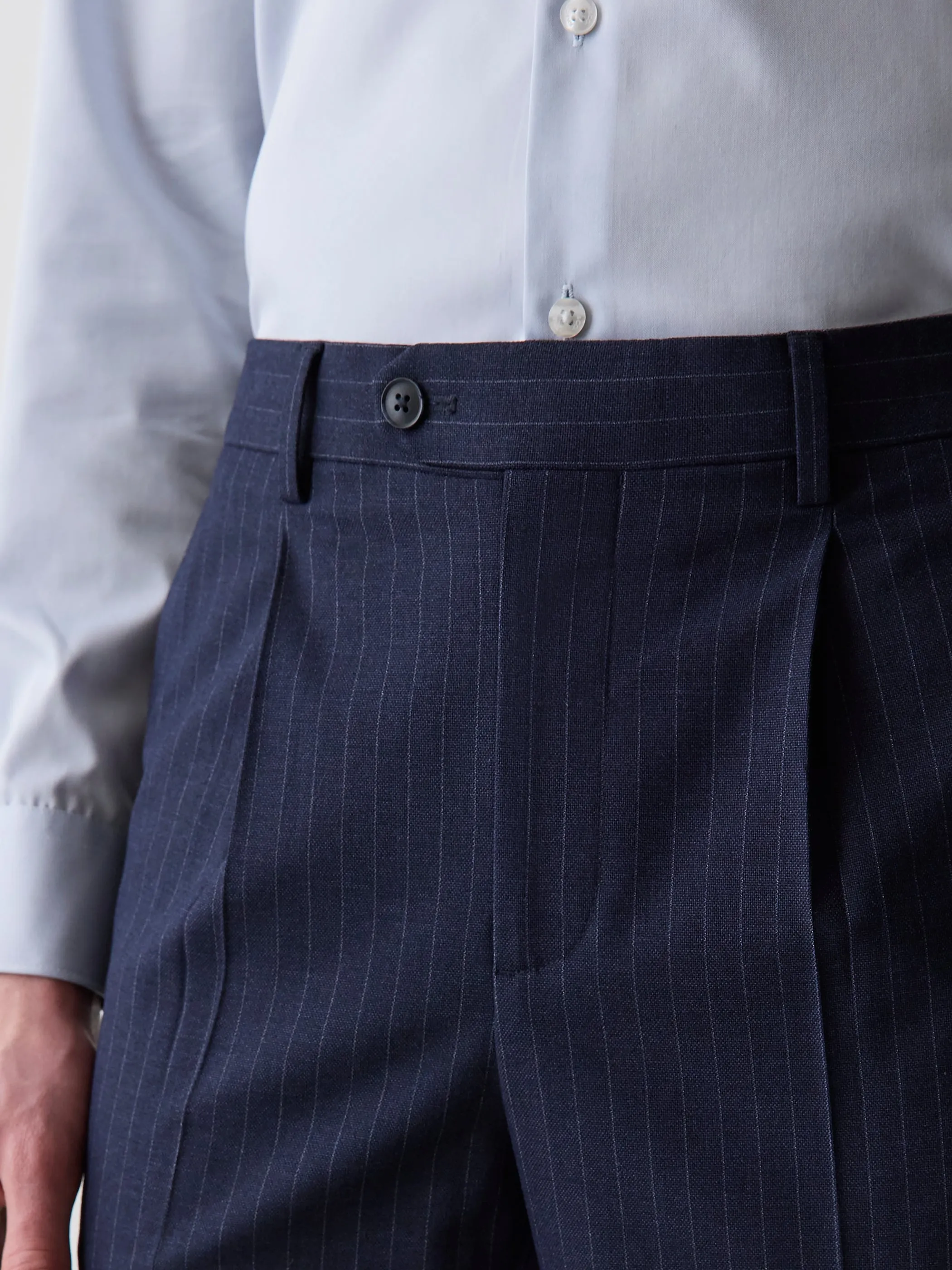 Striped Tapered-Leg Pleated Dress Pant sold by RW&CO. product image thumbnail 4
