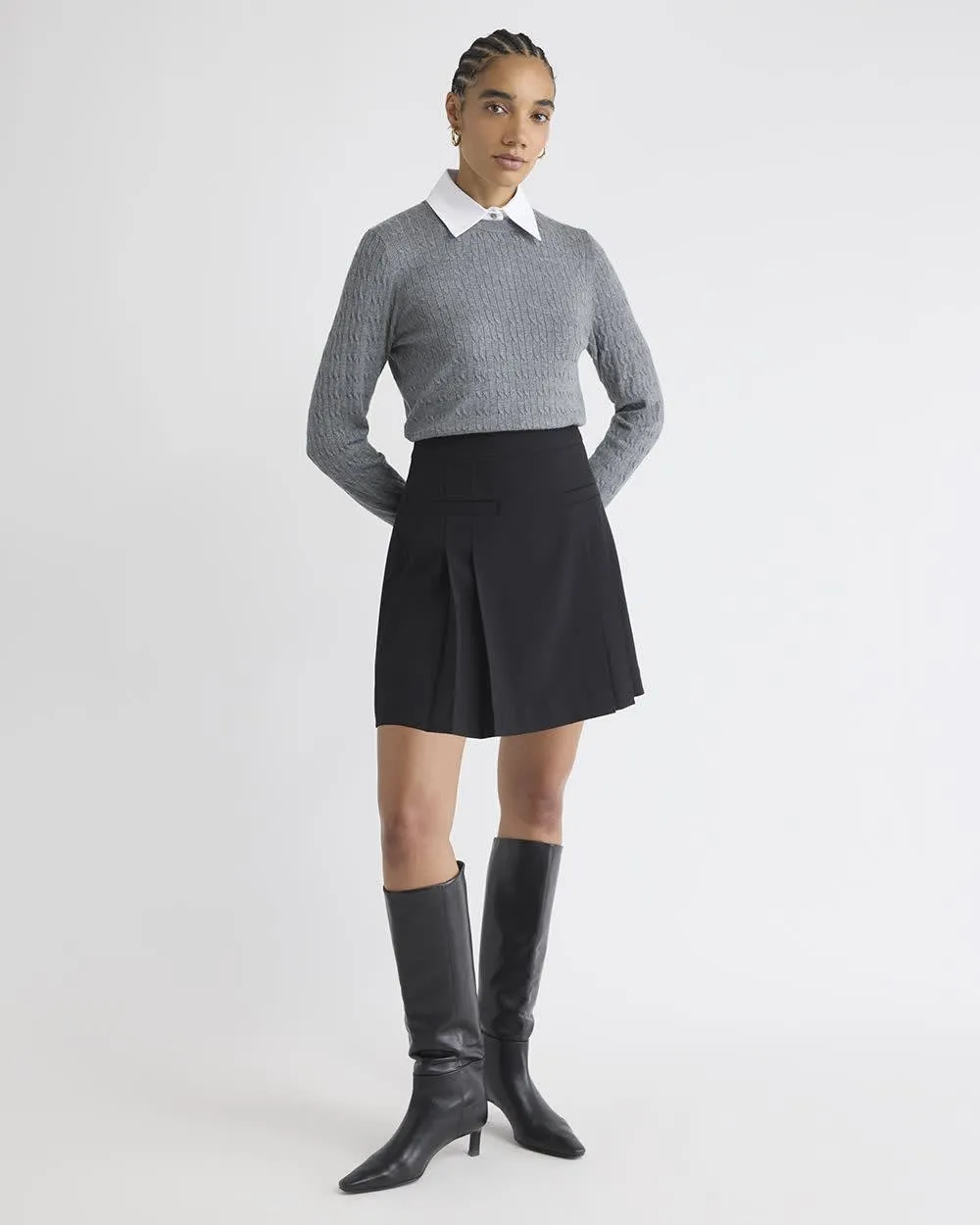 Ultra High-Rise Pleated Twill Mini Skirt sold by RW&CO. product image thumbnail 2
