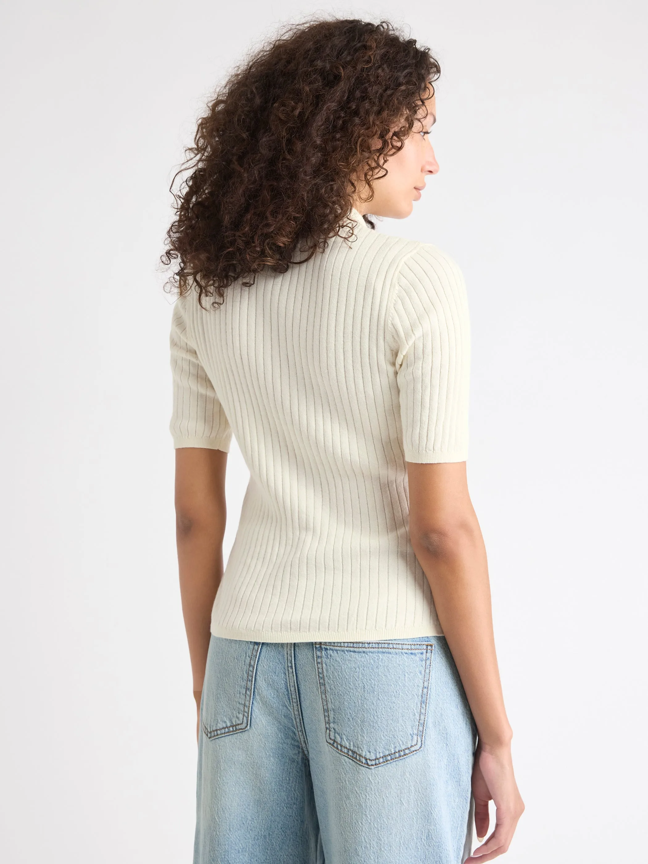 Elbow-Sleeve Ribbed Polo Sweater sold by RW&CO. product image thumbnail 3