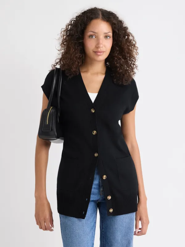 Long Buttoned-Down Sweater Vest sold by RW&CO.