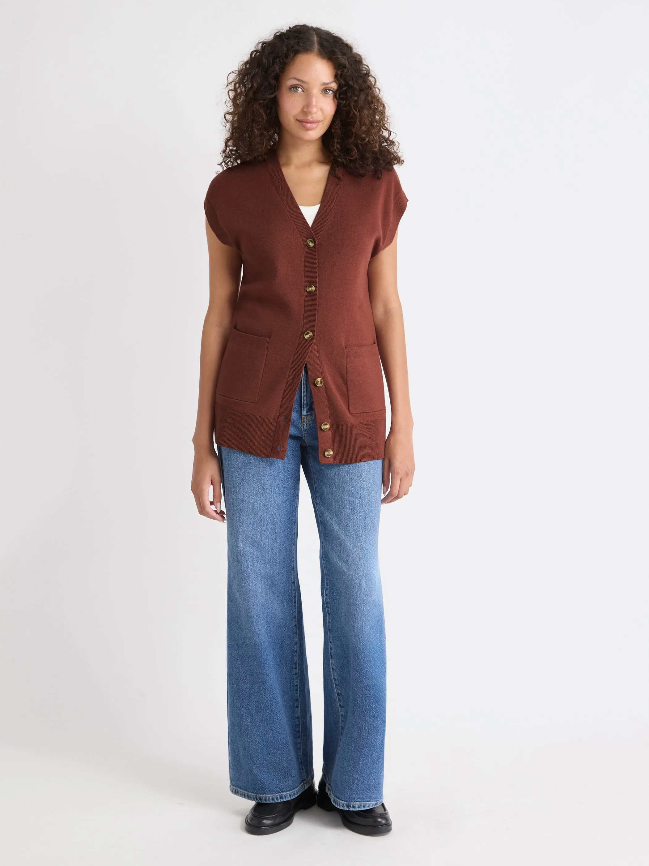 Long Buttoned-Down Sweater Vest sold by RW&CO. product image thumbnail 5