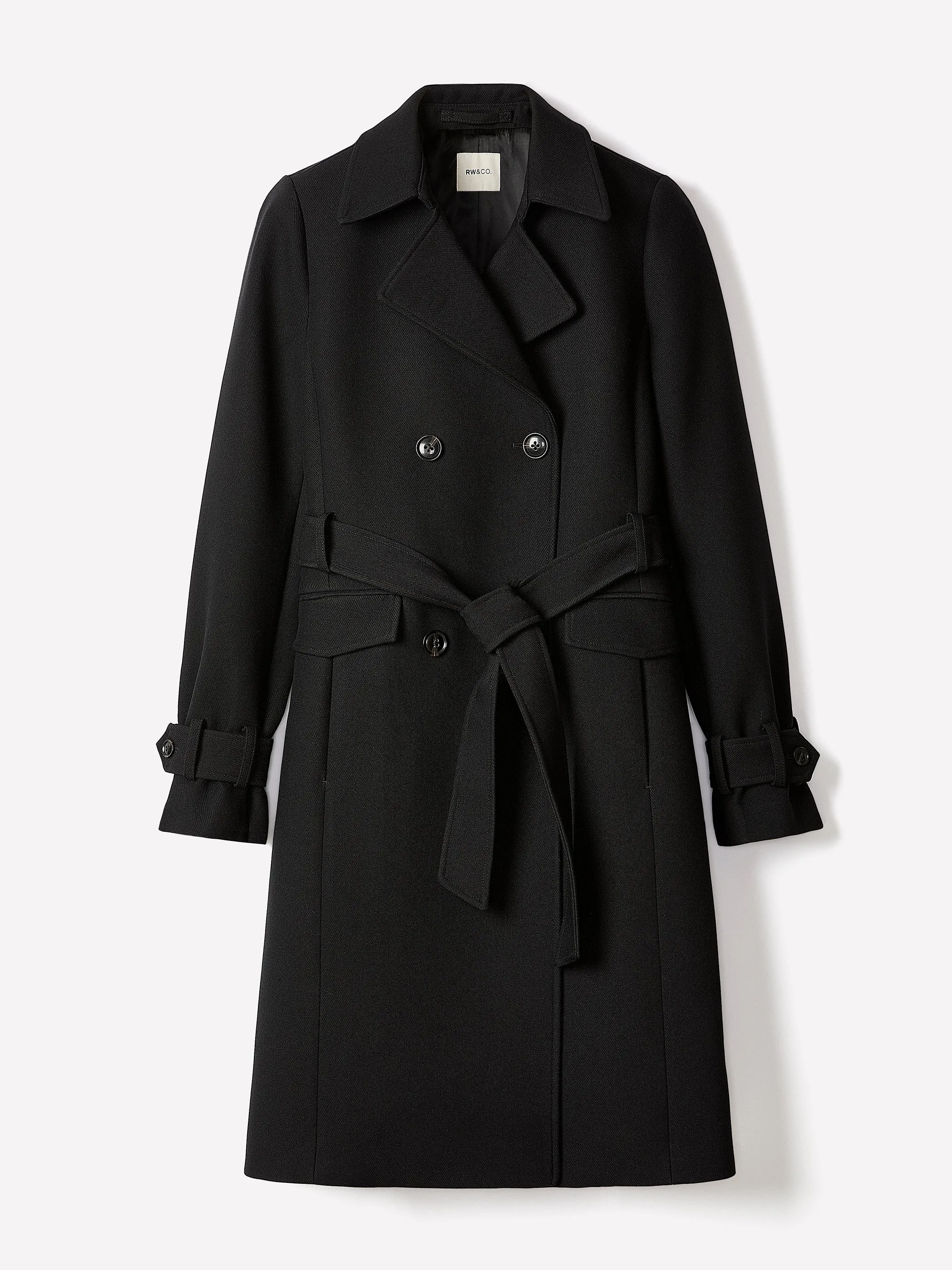 Double-Breasted Twill Trench Coat with Belt sold by RW&CO. product image thumbnail 5