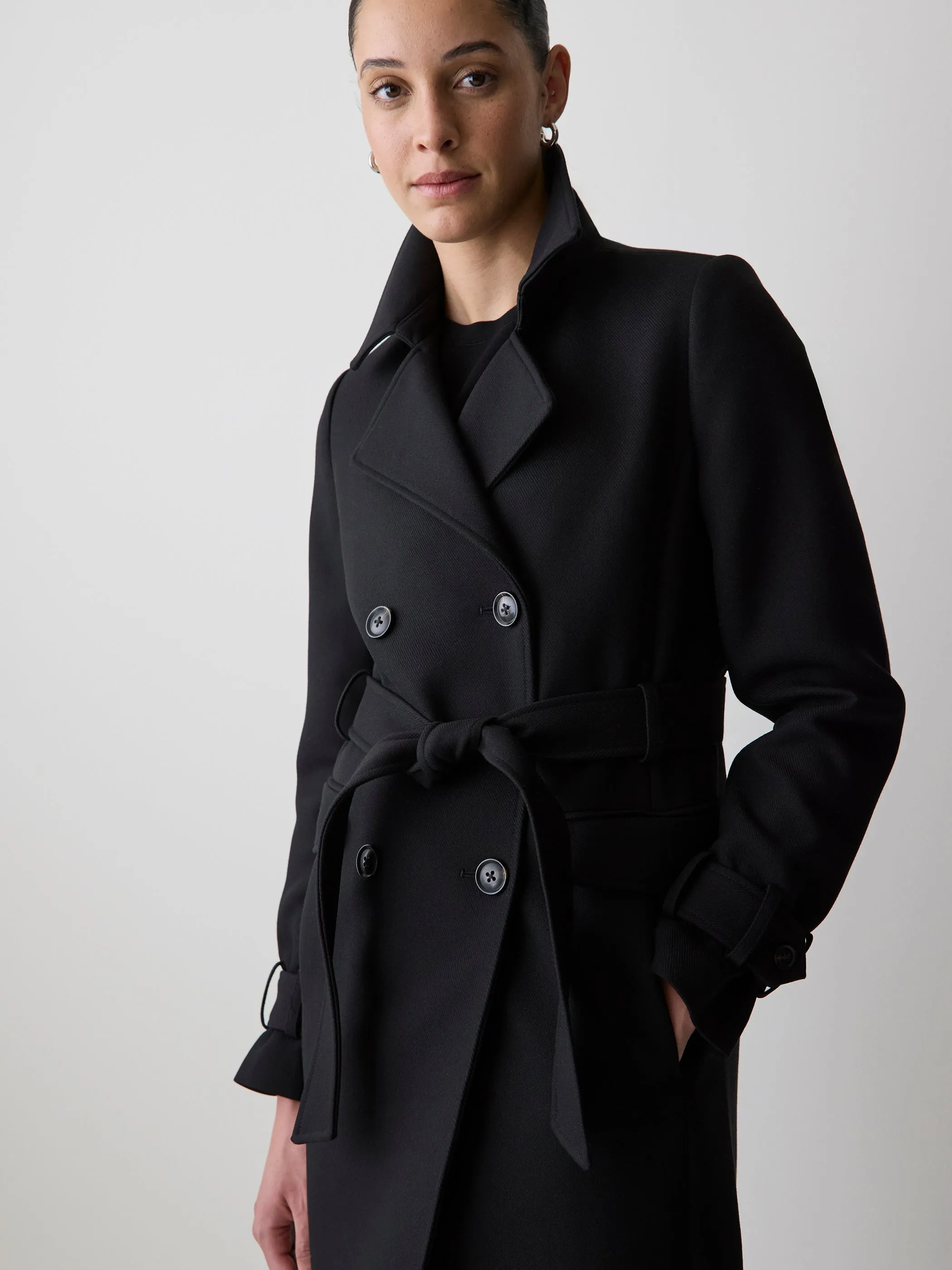 Double-Breasted Twill Trench Coat with Belt sold by RW&CO. product image thumbnail 3