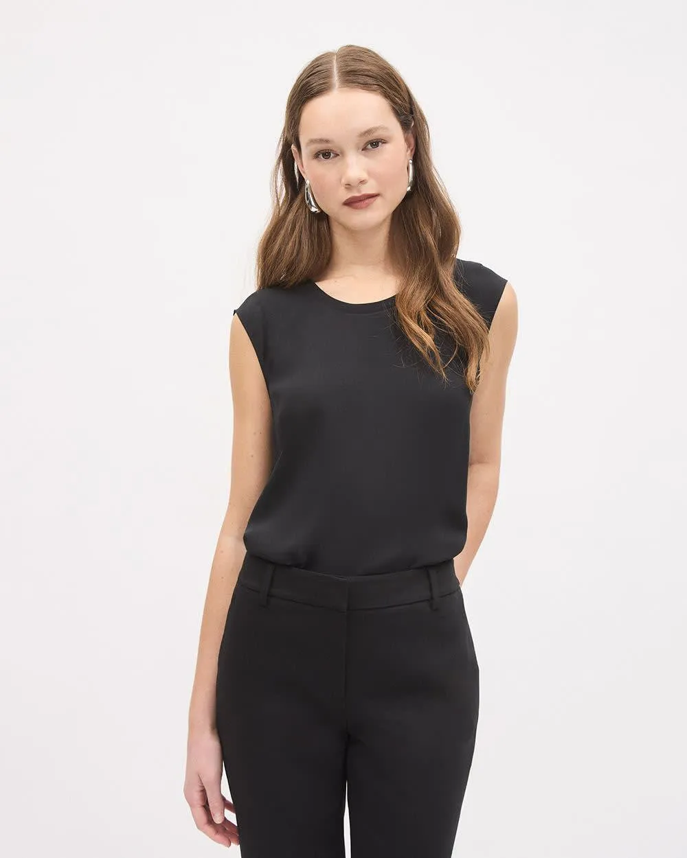 Cap-Sleeve Crew-Neck Blouse sold by RW&CO. product image thumbnail 4