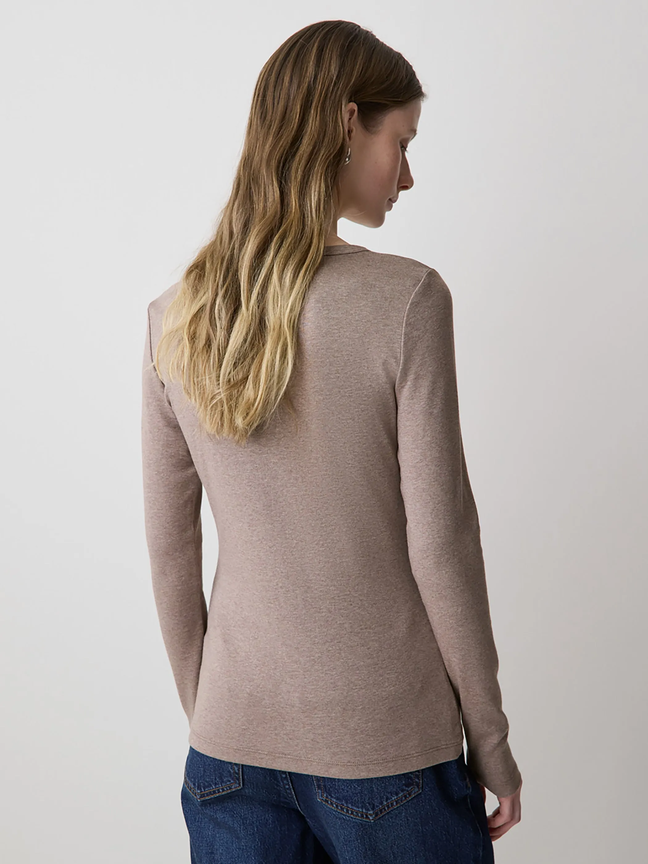Luxe Knit Long-Sleeve Crew-Neck Fitted Ribbed Tee sold by RW&CO. product image thumbnail 3