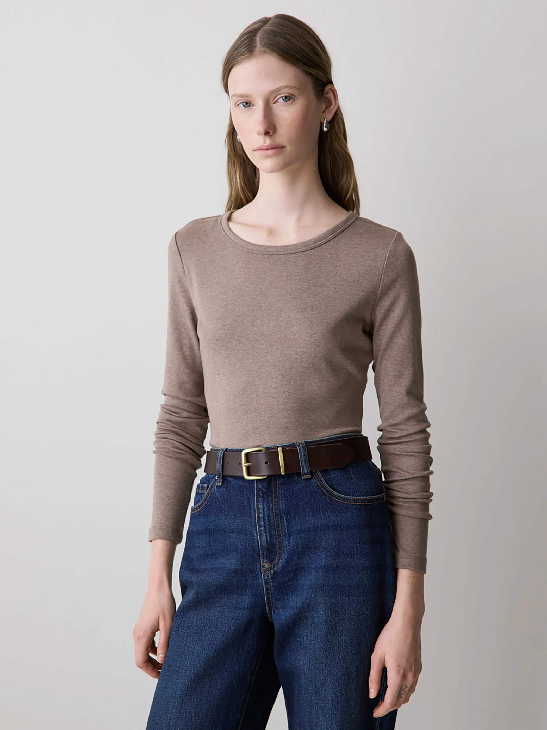 Luxe Knit Long-Sleeve Crew-Neck Fitted Ribbed Tee sold by RW&CO.