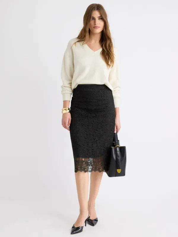High-Rise Lace Midi Skirt made by RW&CO.