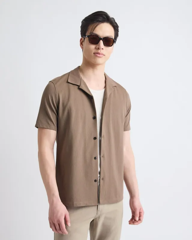 Short-Sleeve Piqué Shirt with Camp Collar sold by RW&CO.