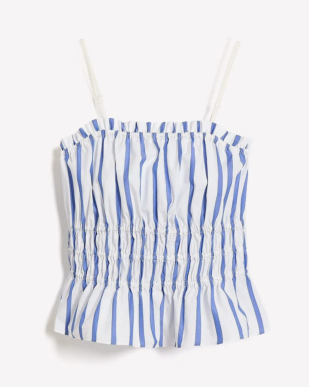 Striped Sleeveless Square-Neck Smocked Poplin Blouse sold by RW&CO. product image thumbnail 4
