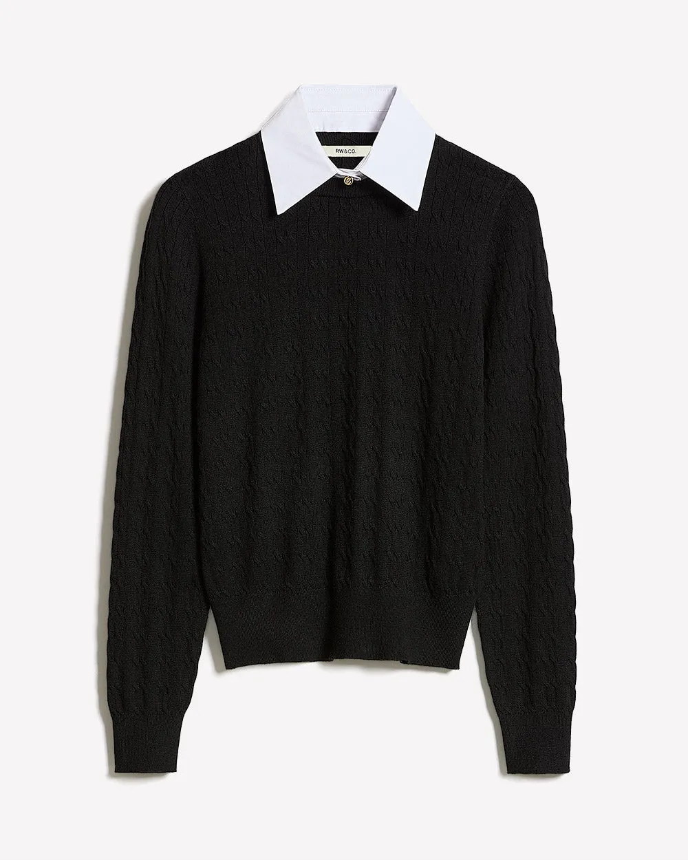 Long-Sleeve Sweater with Removable Shirt Collar sold by RW&CO. product image thumbnail 4