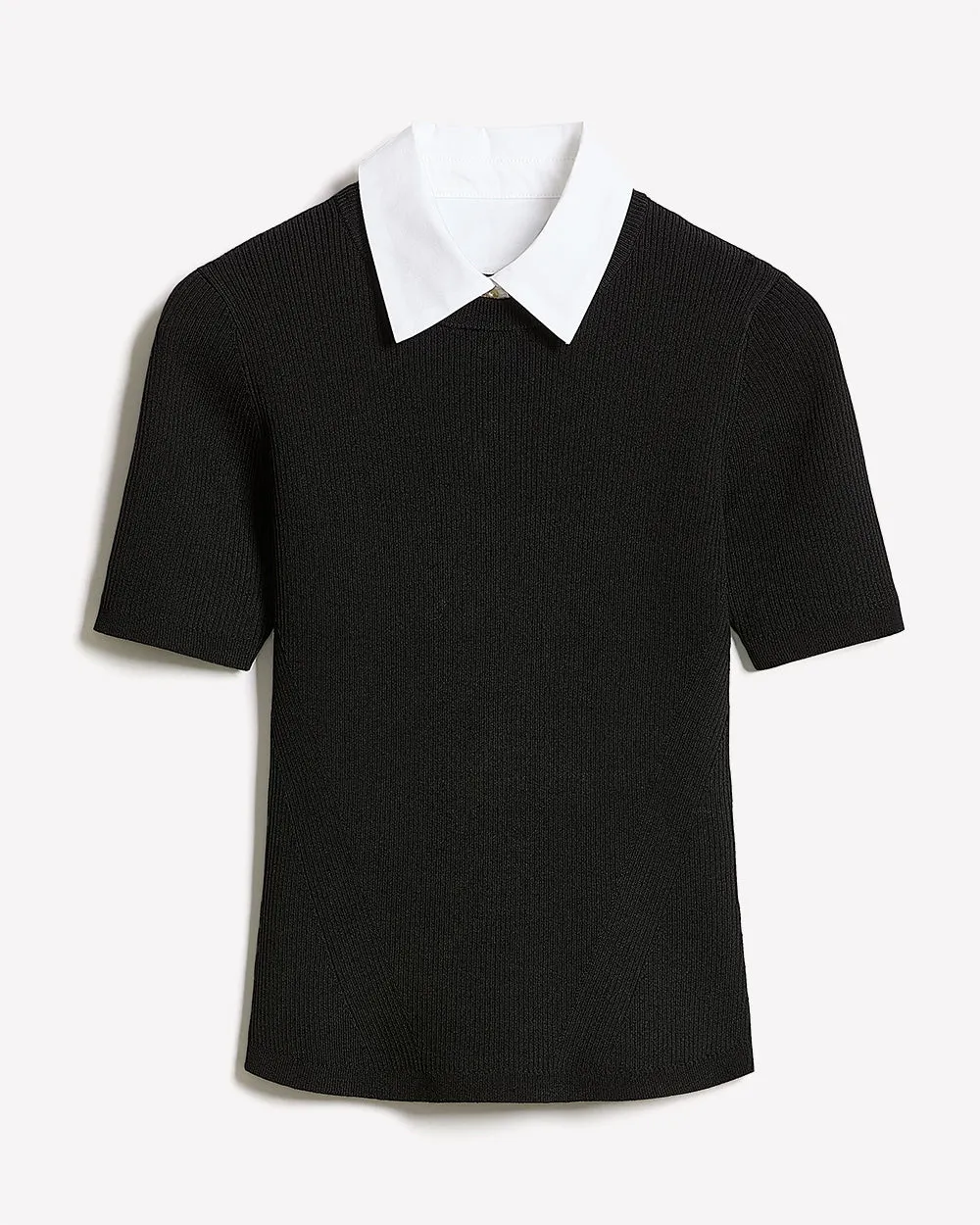Elbow-Sleeve Ribbed Sweater with Removable Shirt Collar sold by RW&CO. product image thumbnail 4