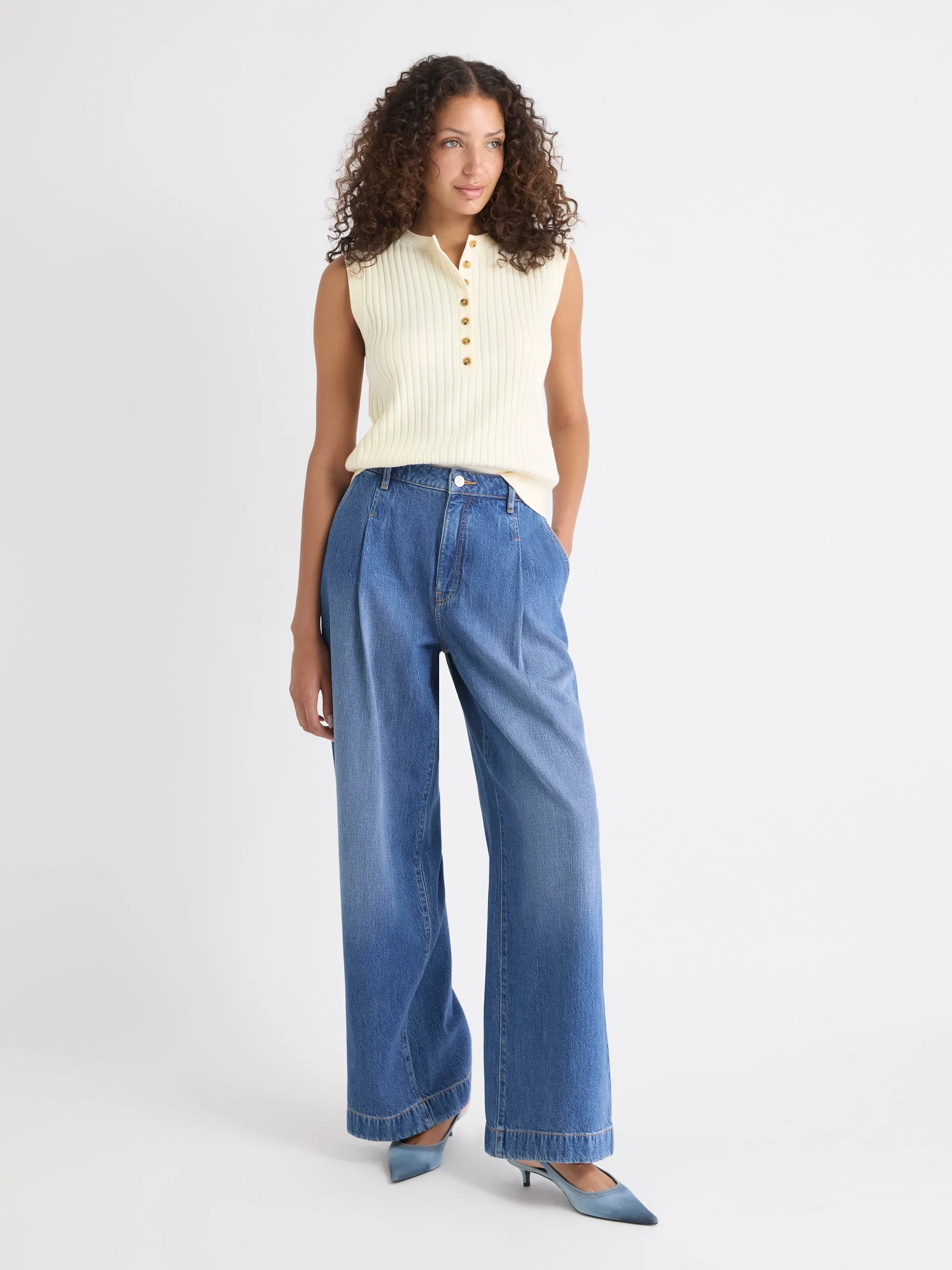 Short Sweater Vest with Henley Neckline sold by RW&CO. product image thumbnail 2