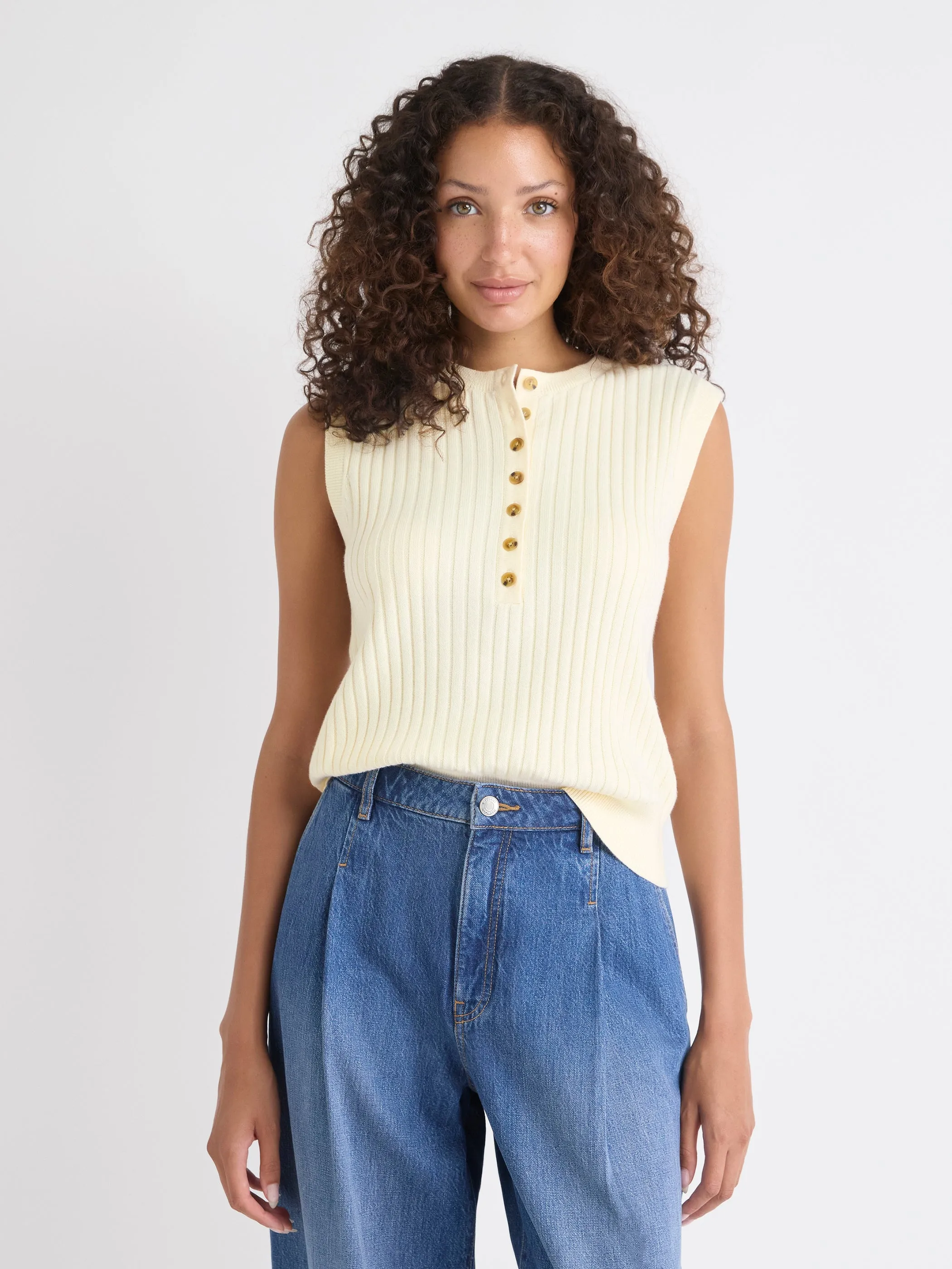 Short Sweater Vest with Henley Neckline sold by RW&CO.