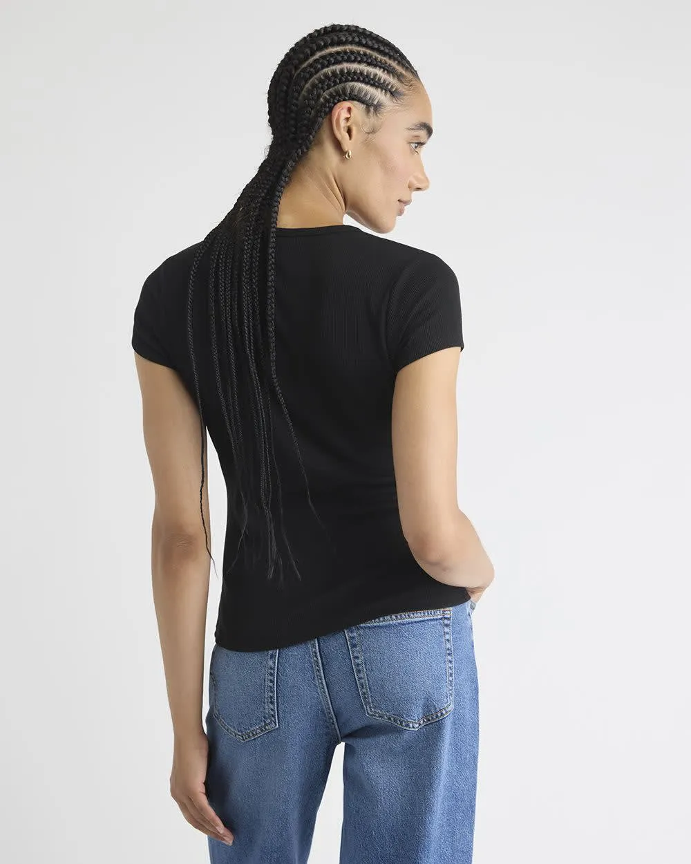 V-Neck Ribbed T-Shirt sold by RW&CO. product image thumbnail 3