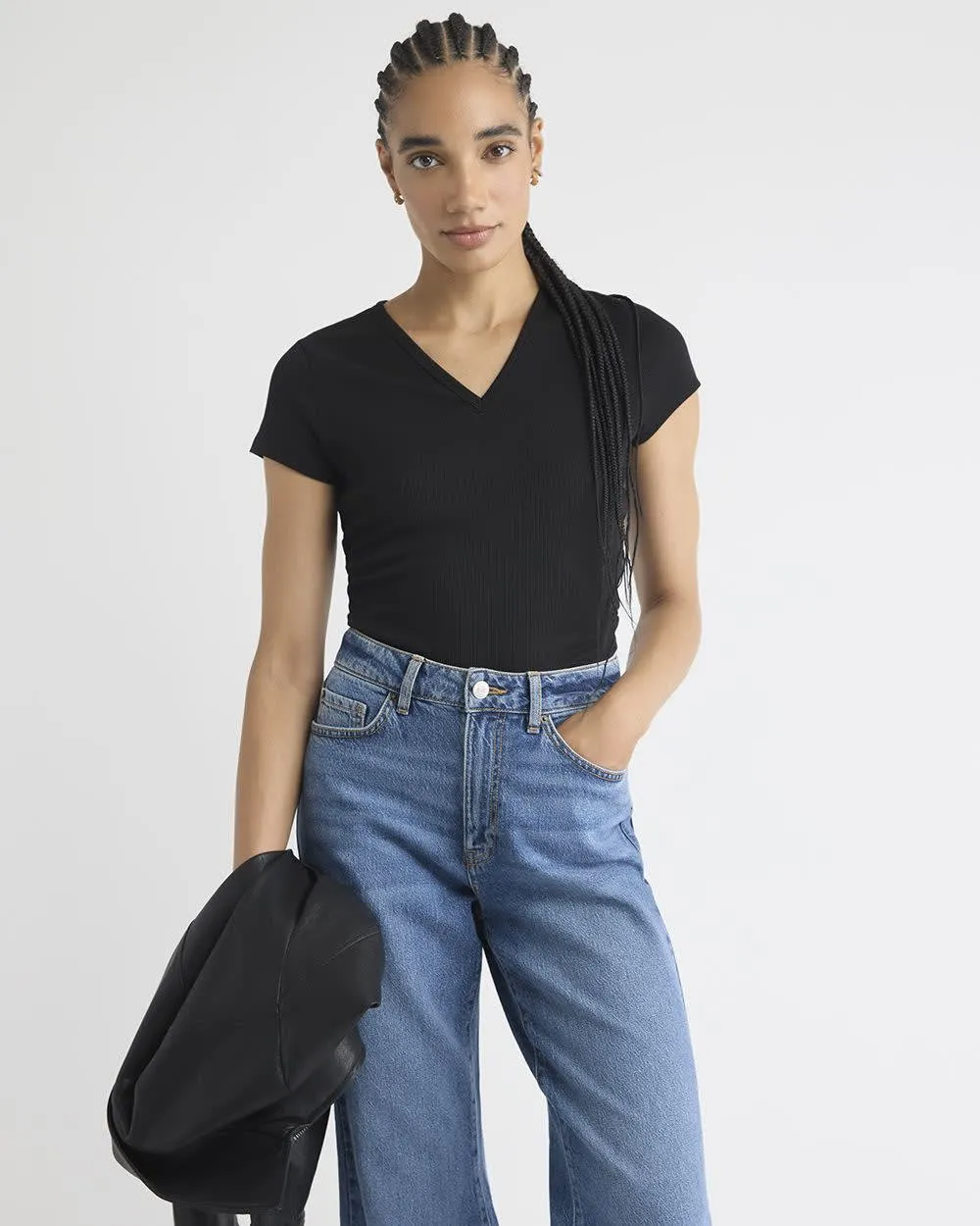 V-Neck Ribbed T-Shirt sold by RW&CO.