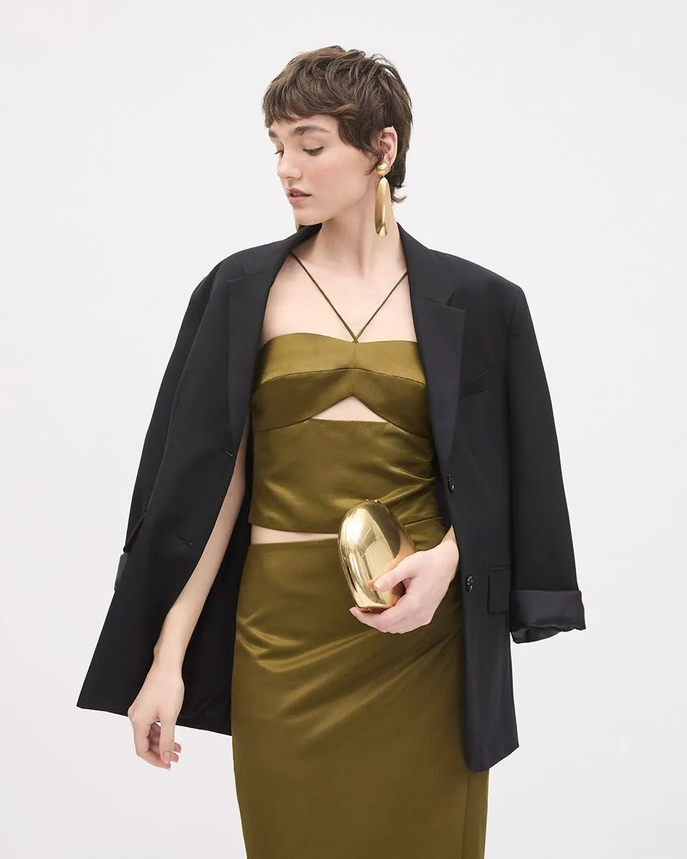 Satin Sleeveless Cocktail Blouse with Sweetheart Neckline sold by RW&CO.