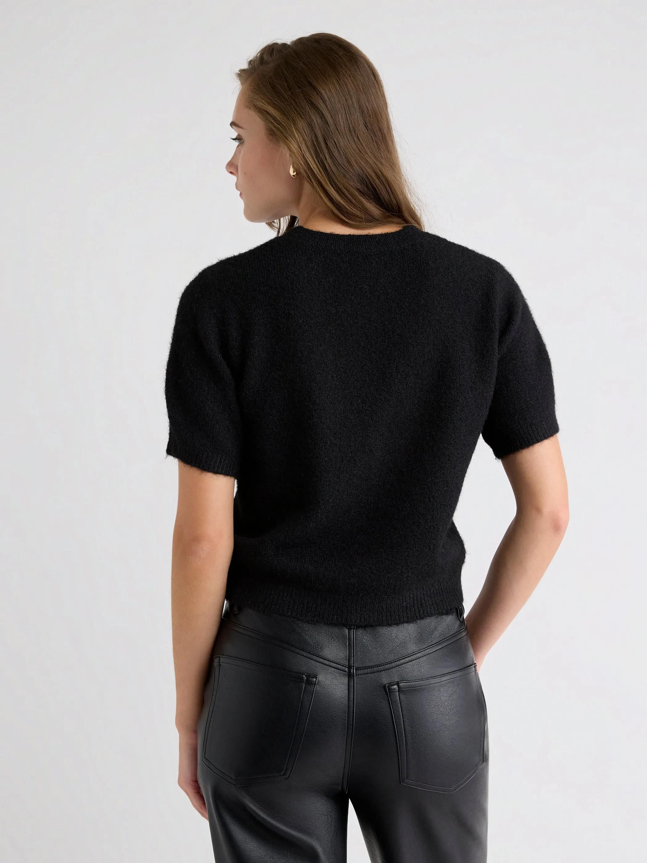 Short-Sleeve Crew-Neck Fuzzy Pullover sold by RW&CO. product image thumbnail 3