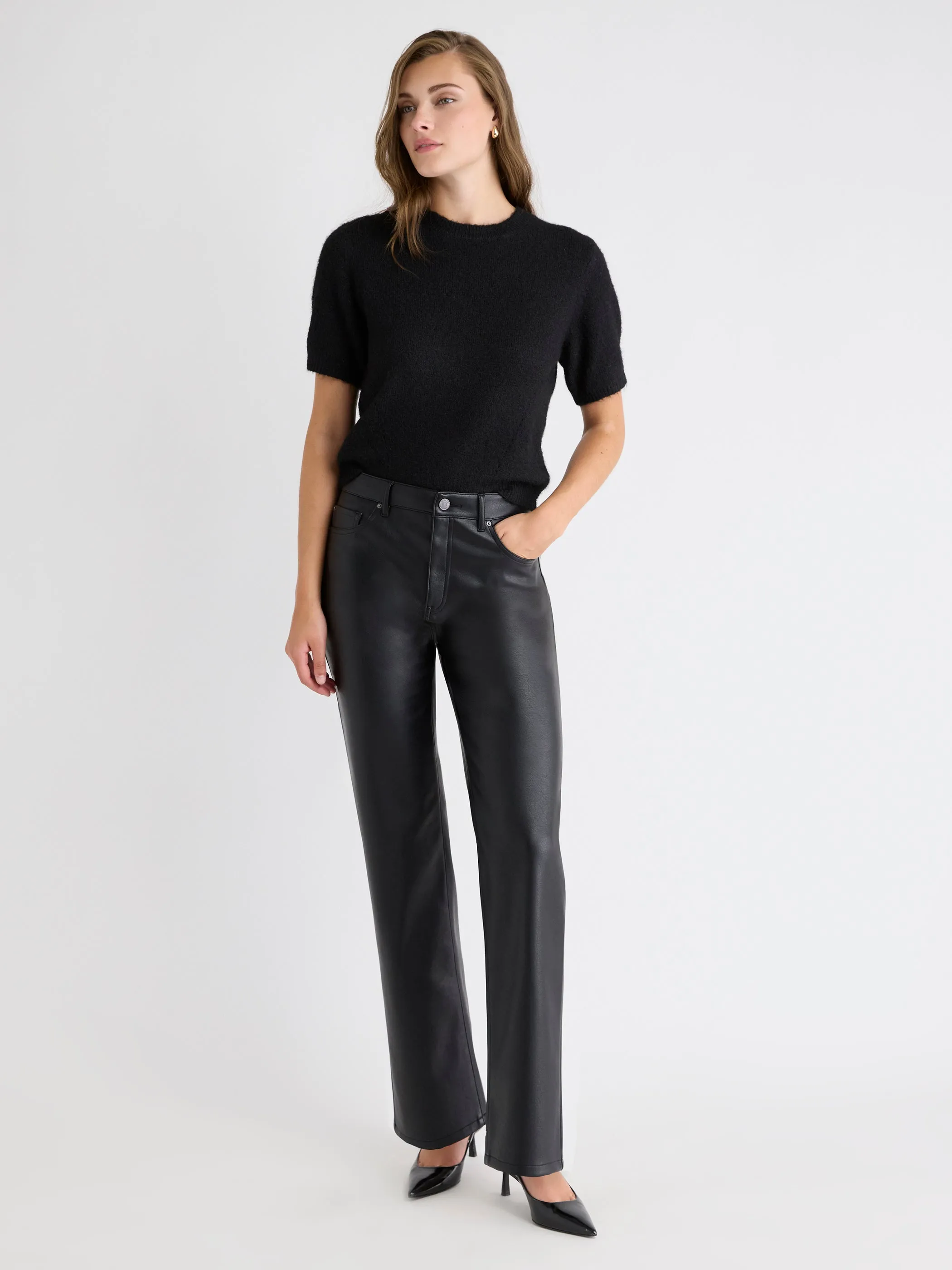 Short-Sleeve Crew-Neck Fuzzy Pullover sold by RW&CO. product image thumbnail 2