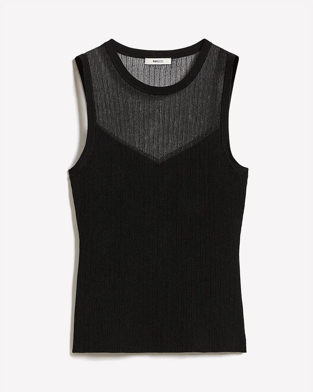 Crew-Neck Ribbed Cami with Sheer Yoke sold by RW&CO. product image thumbnail 4