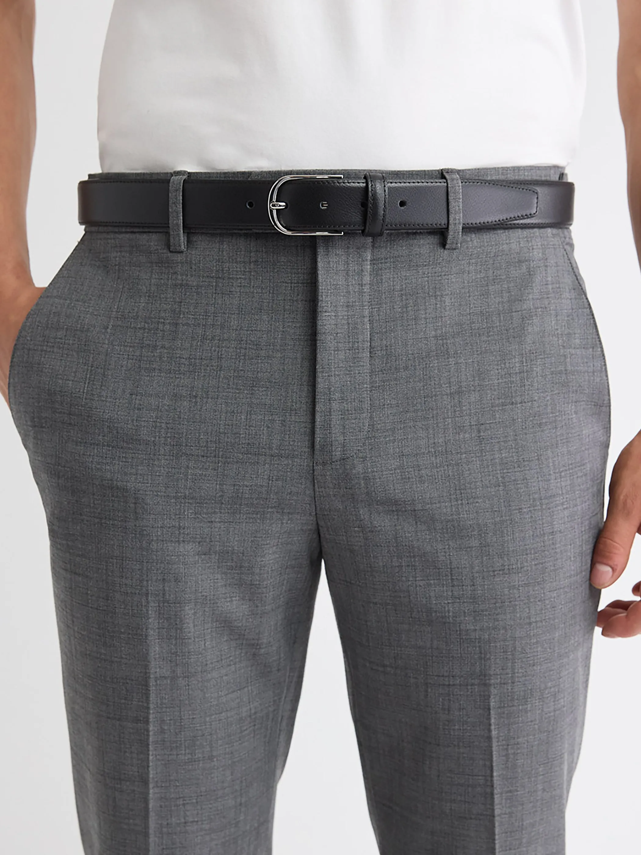 Dressy Leather Belt with Round Buckle sold by RW&CO.