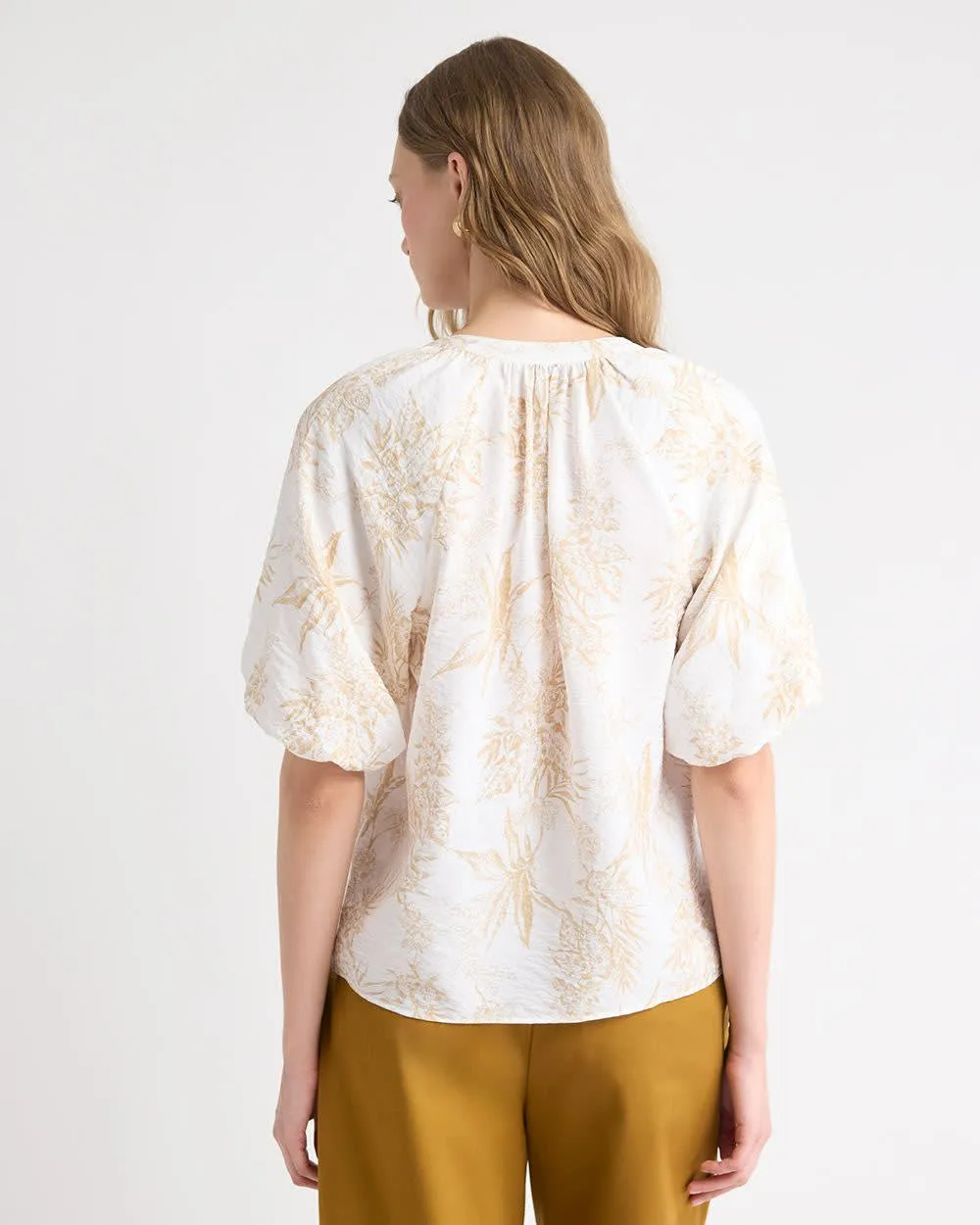 V-Neck Blouse with Short Puffy Sleeves sold by RW&CO. product image thumbnail 3