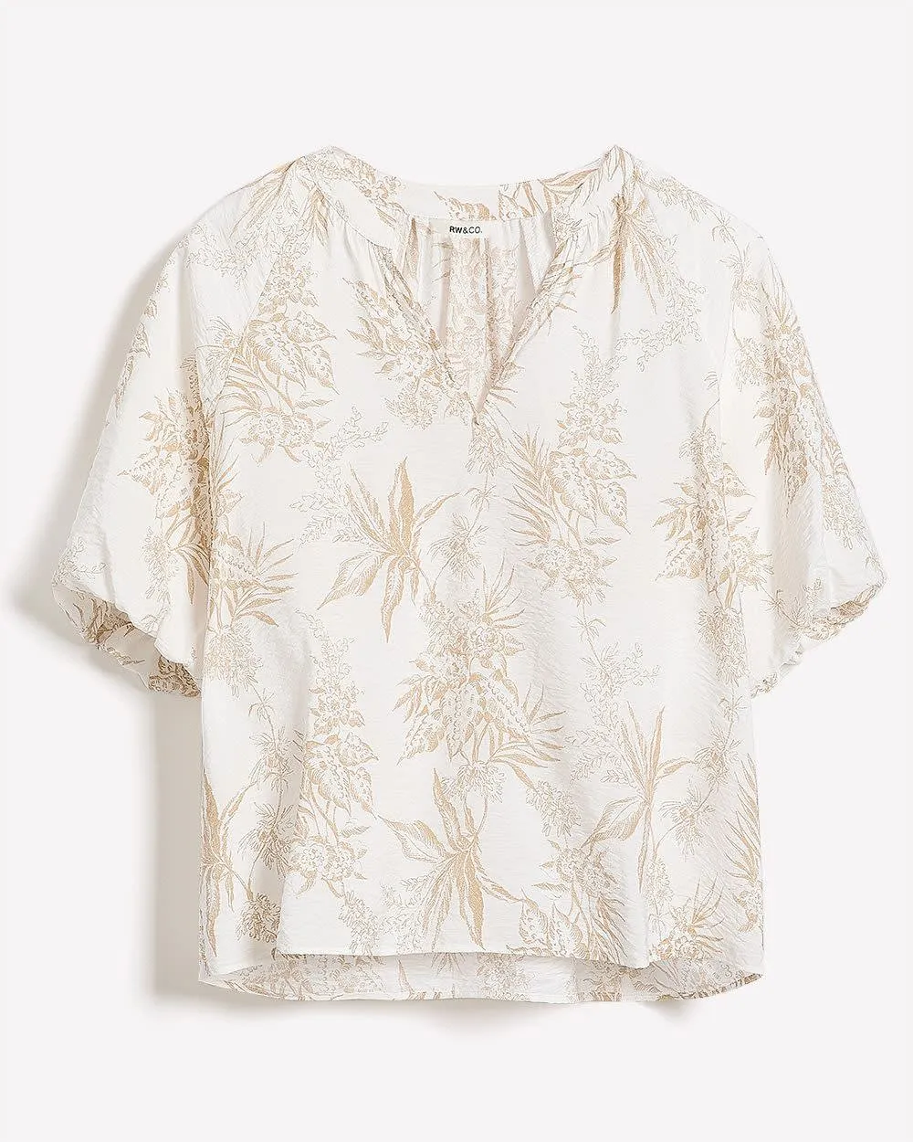 V-Neck Blouse with Short Puffy Sleeves sold by RW&CO. product image thumbnail 4