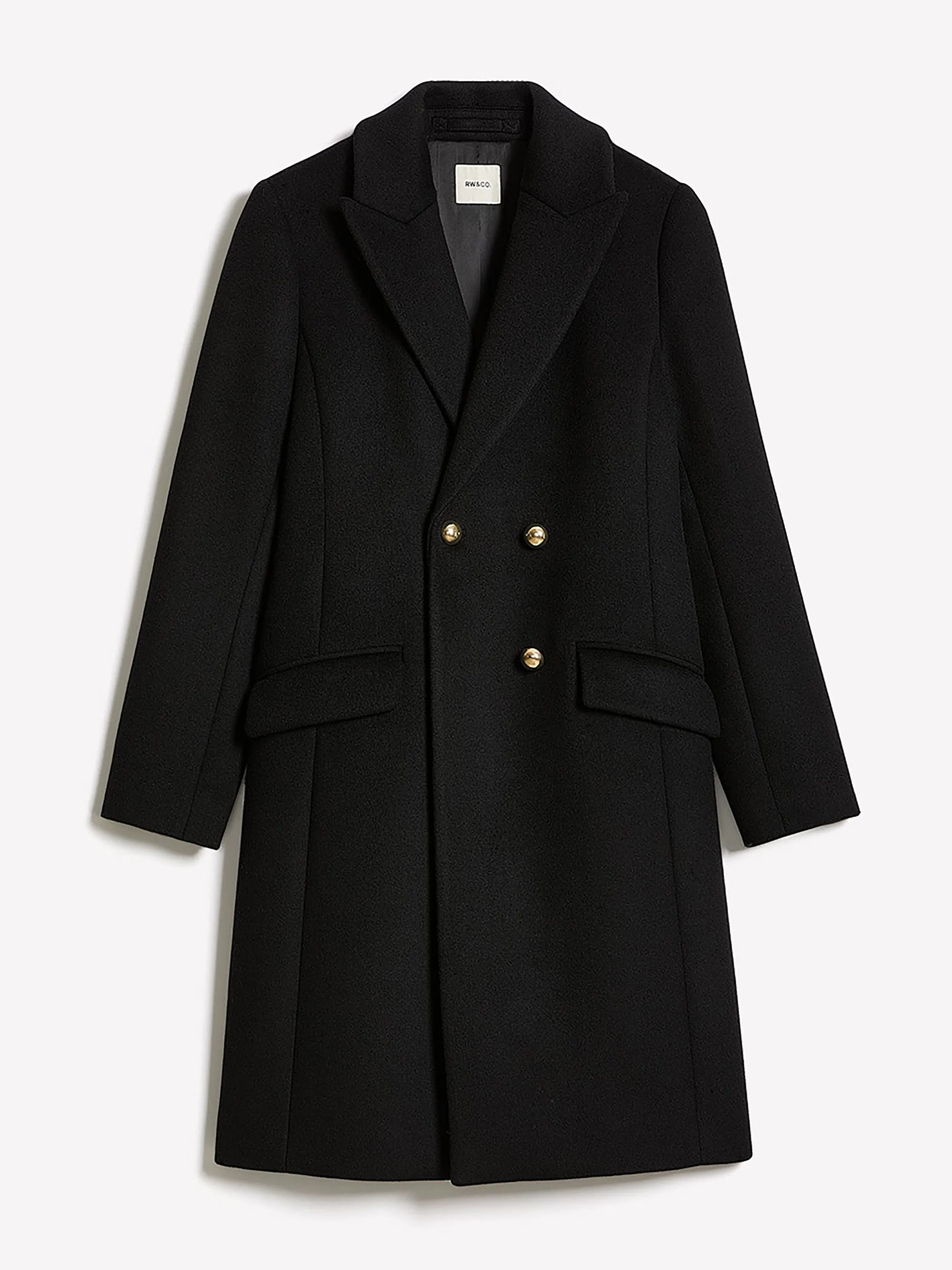 Wool-Blend Long Double-Breasted Coat sold by RW&CO. product image thumbnail 4