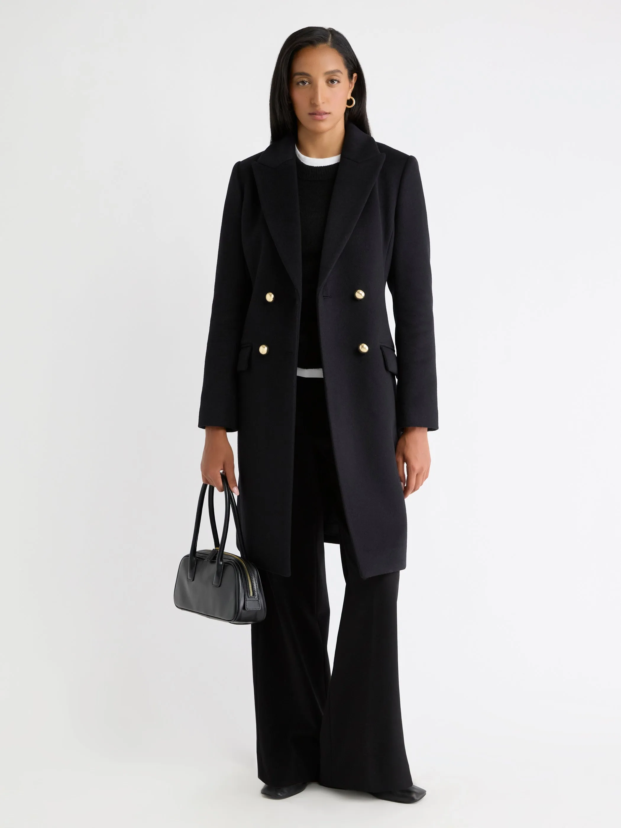 Wool-Blend Long Double-Breasted Coat sold by RW&CO.