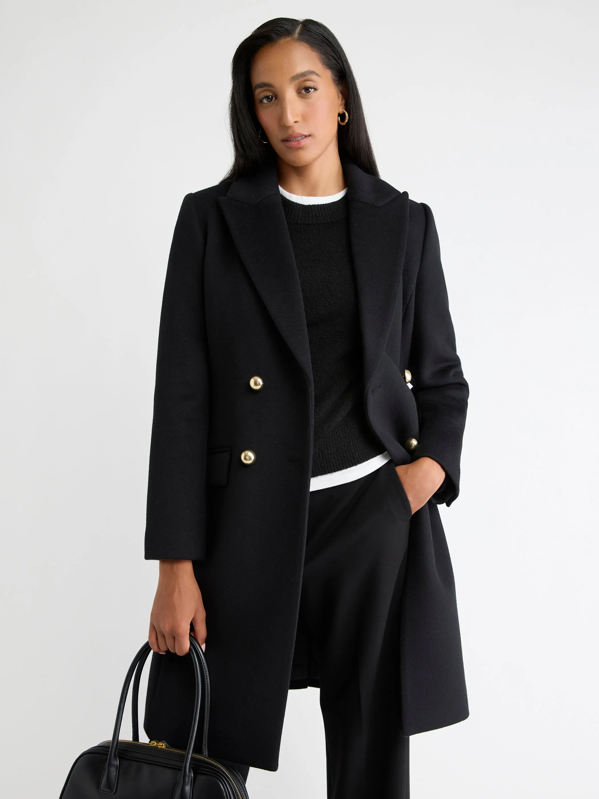 Wool-Blend Long Double-Breasted Coat sold by RW&CO. product image thumbnail 2