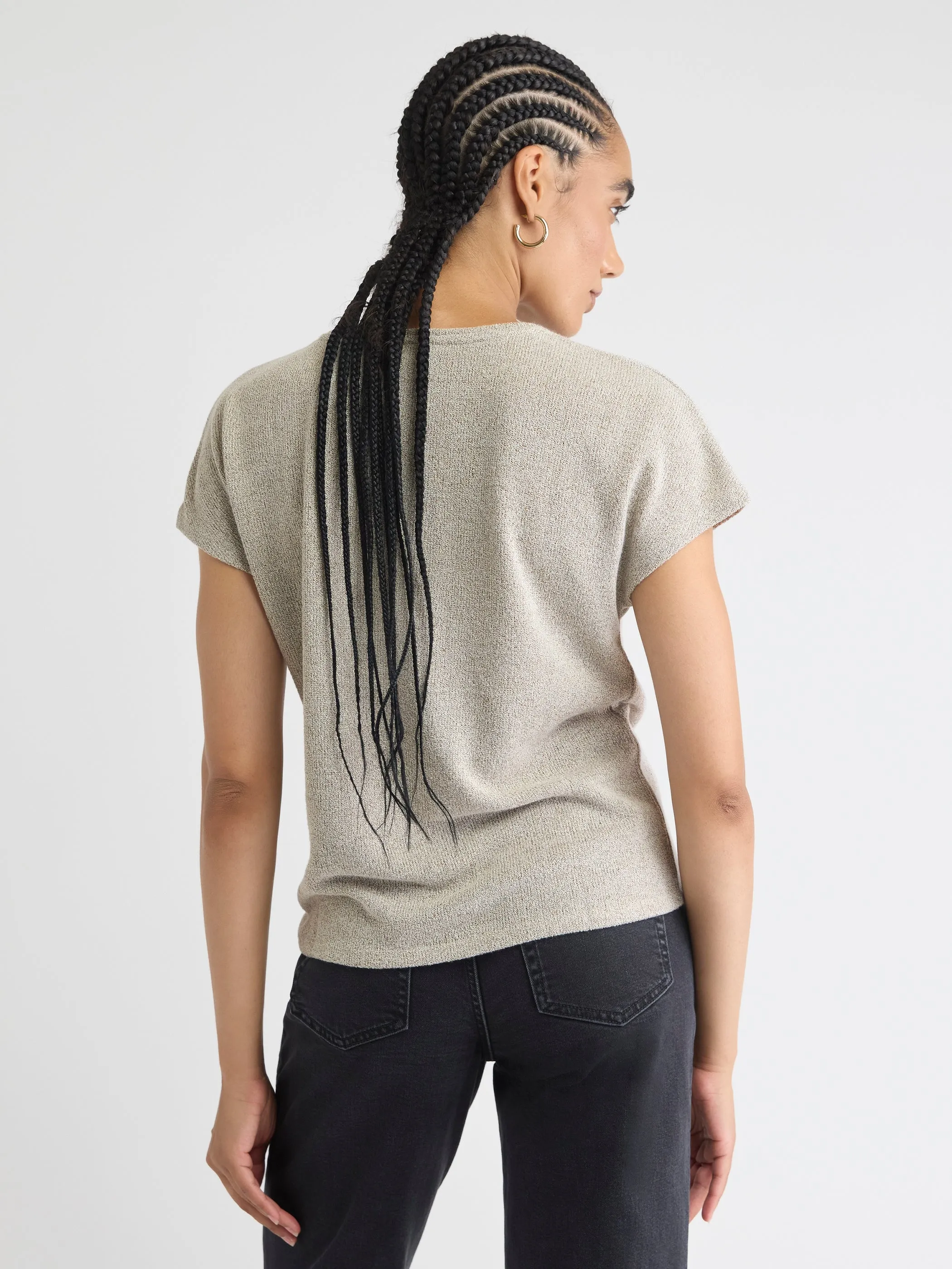 Crew-Neck Extended-Sleeve Bouclé Top sold by RW&CO. product image thumbnail 2