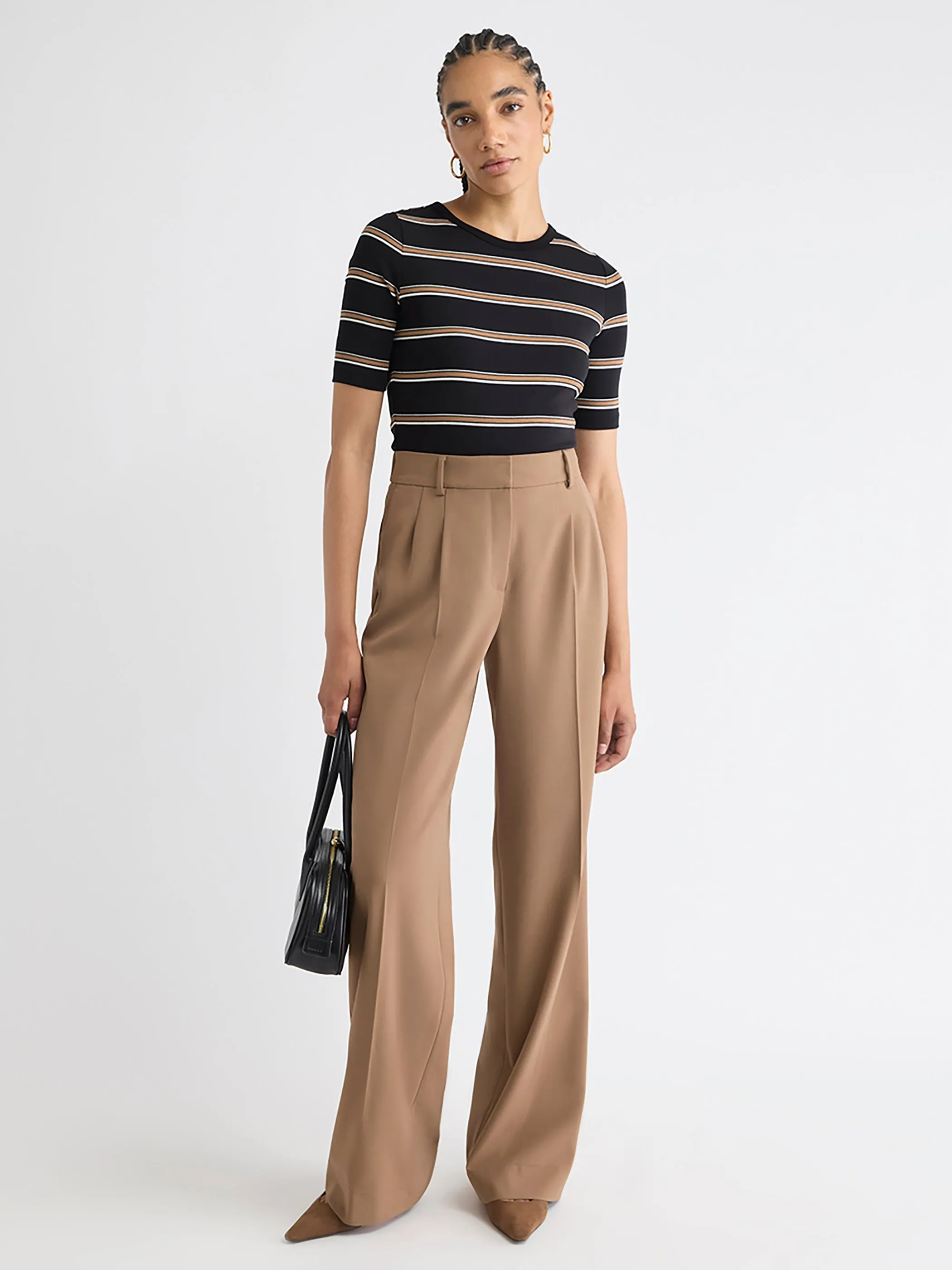 Striped Elbow-Sleeve Crew-Neck Fitted Tee sold by RW&CO. product image thumbnail 2