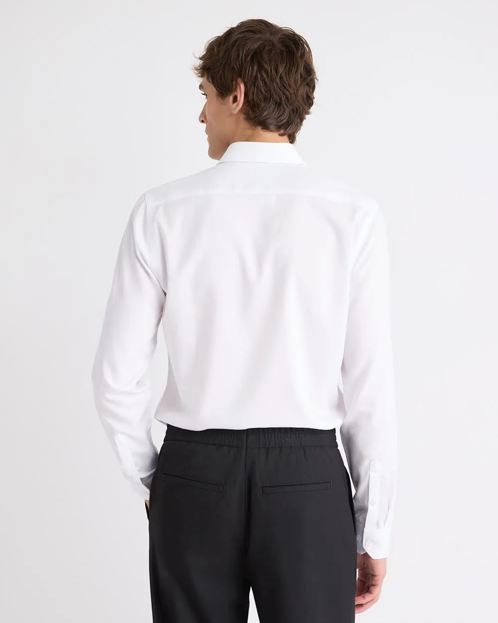 Slim-Fit Solid Cotton Modal Dress Shirt sold by RW&CO. product image thumbnail 3