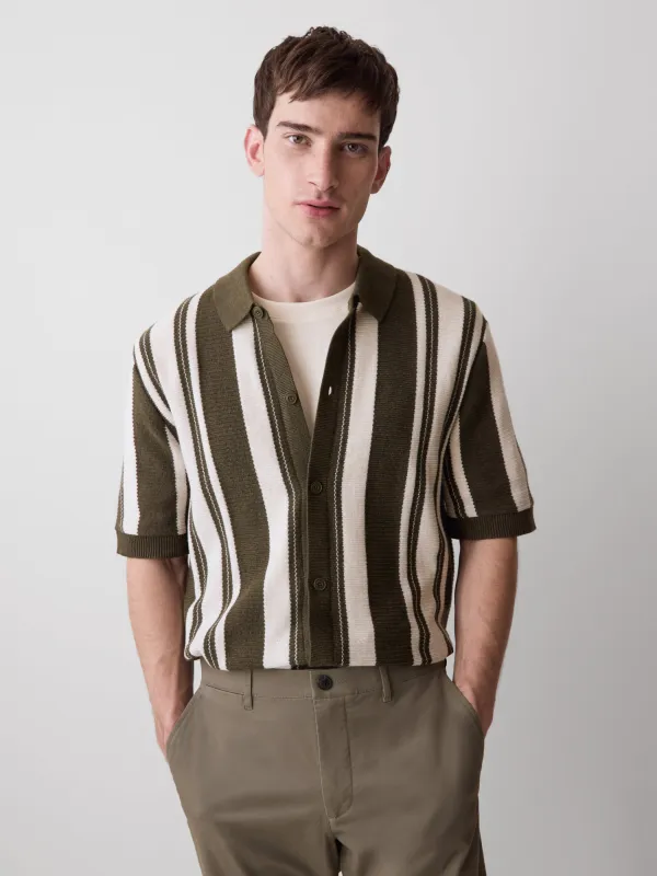 Short-Sleeve Shirt Sweater with Vertical Stripes sold by RW&CO.