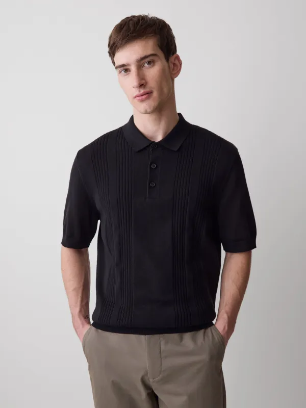 Short-Sleeve Cotton Polo with Vertical Stitches sold by RW&CO.