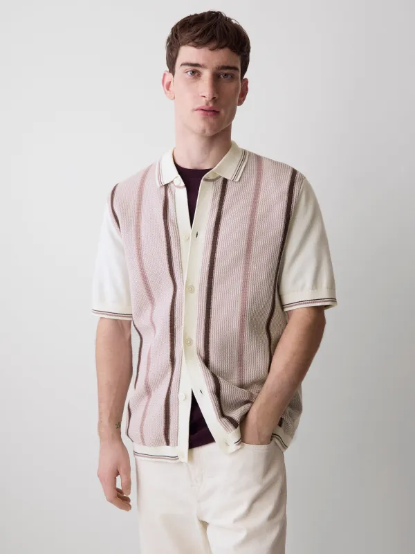 Short-Sleeve Shirt Sweater with Vertical Stripes sold by RW&CO.