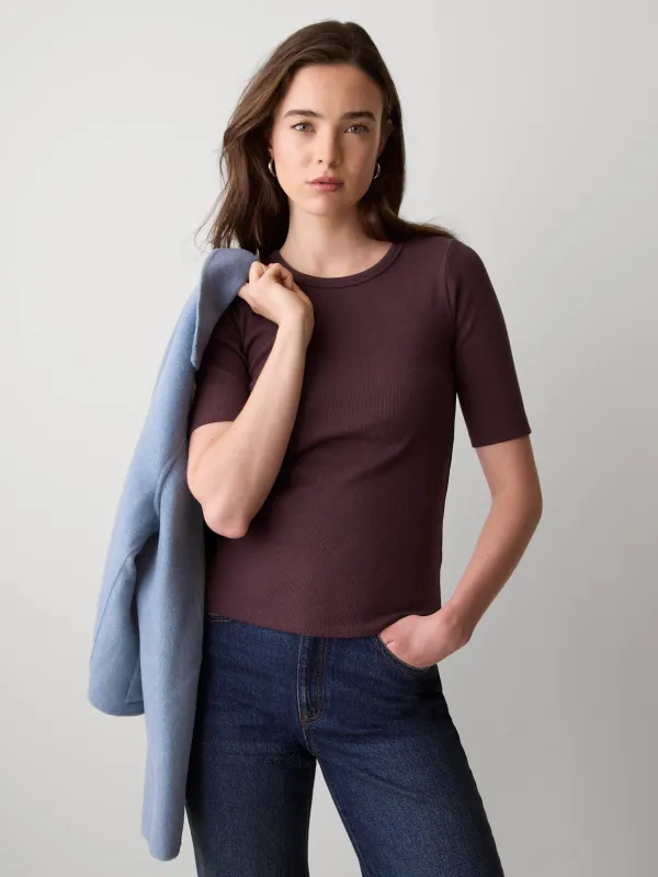 Elbow-Sleeve Crew-Neck Ribbed Tee sold by RW&CO.