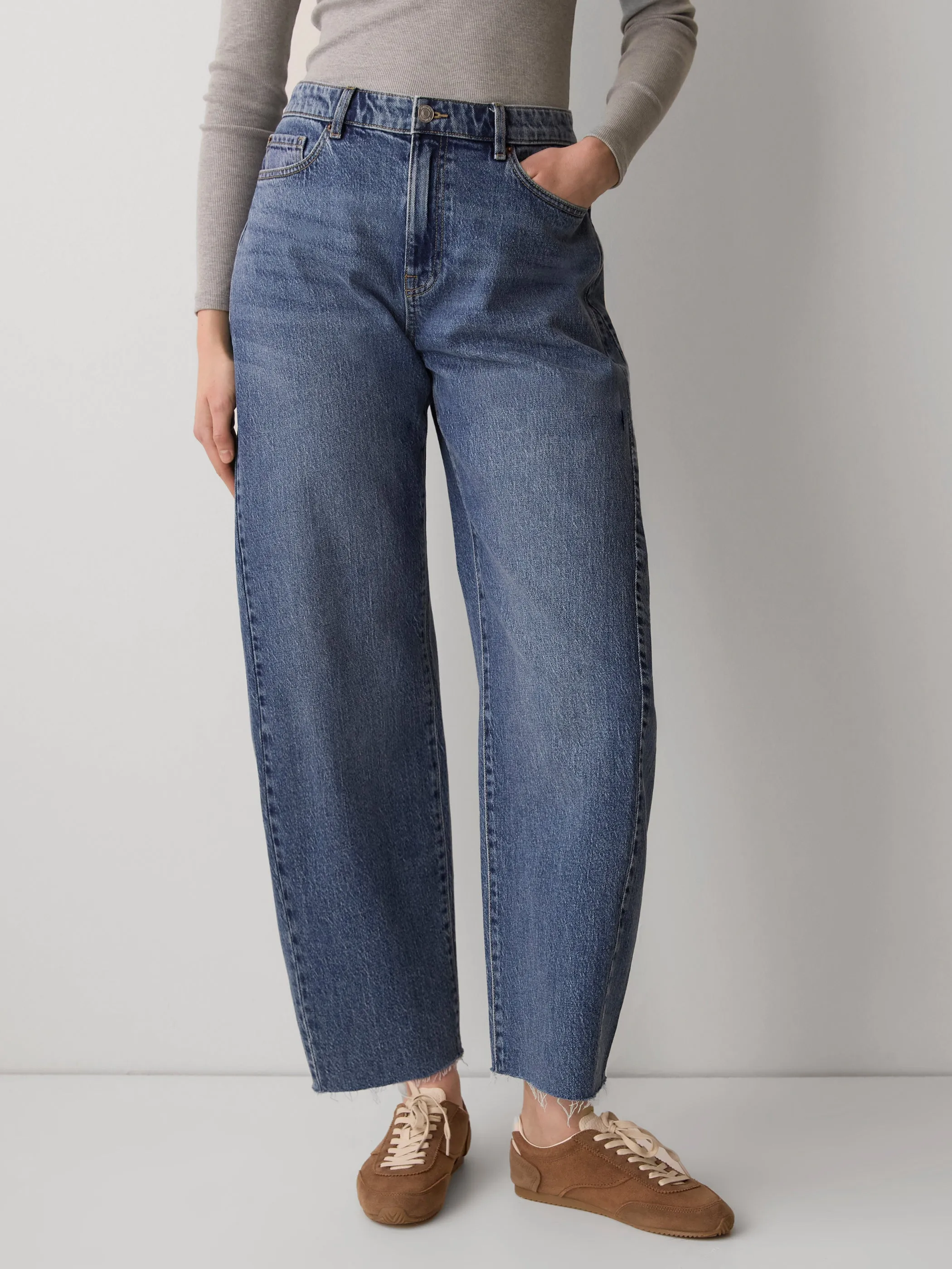 Mid-Rise Barrel Jeans sold by RW&CO. product image thumbnail 2