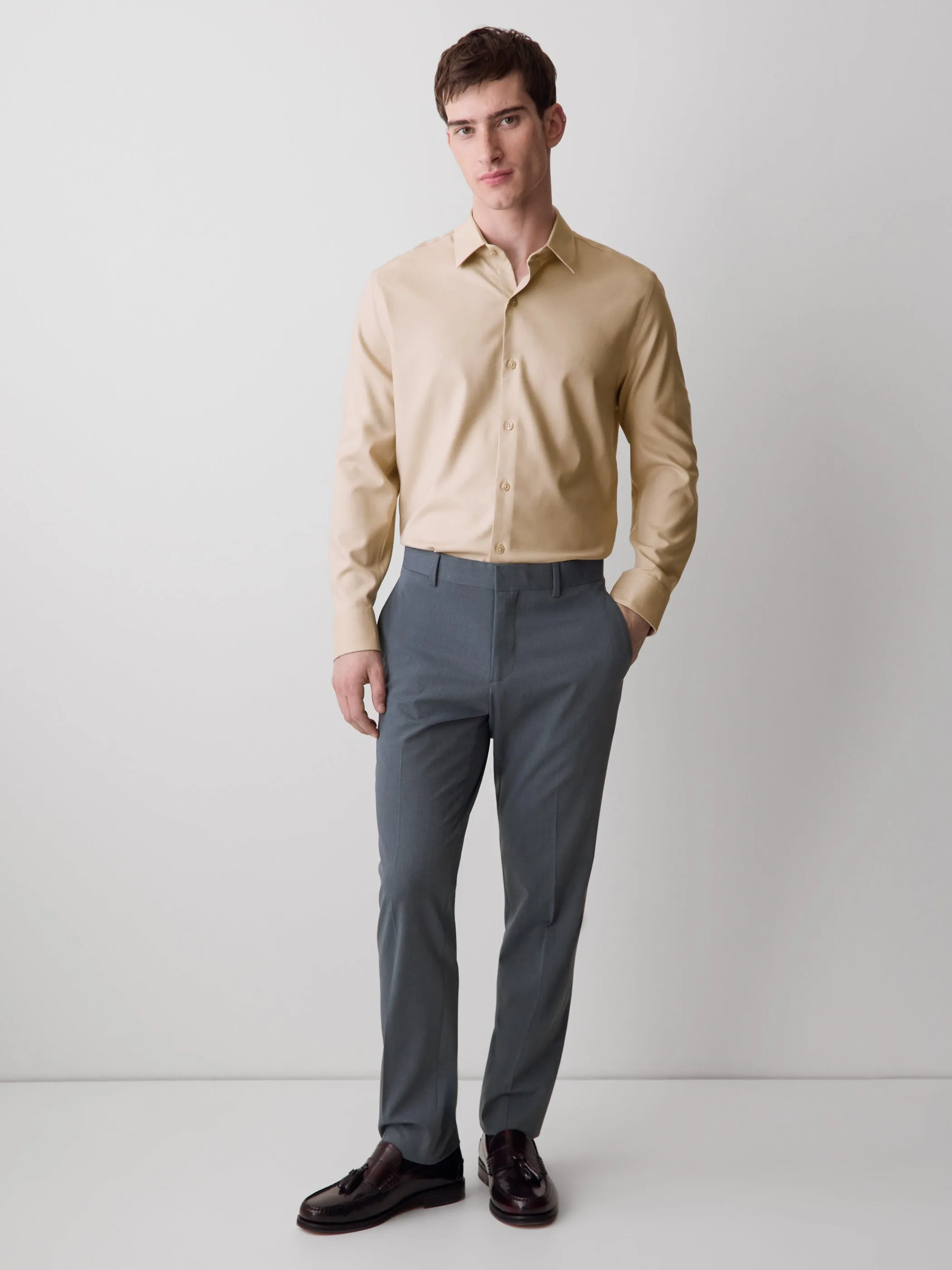 Slim-Fit Knit-Like Dress Shirt sold by RW&CO. product image thumbnail 2