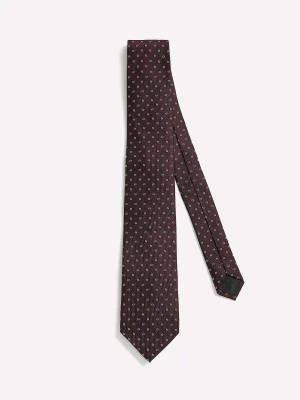 Burgundy Regular Tie with Geometric Pattern made by RW&CO.