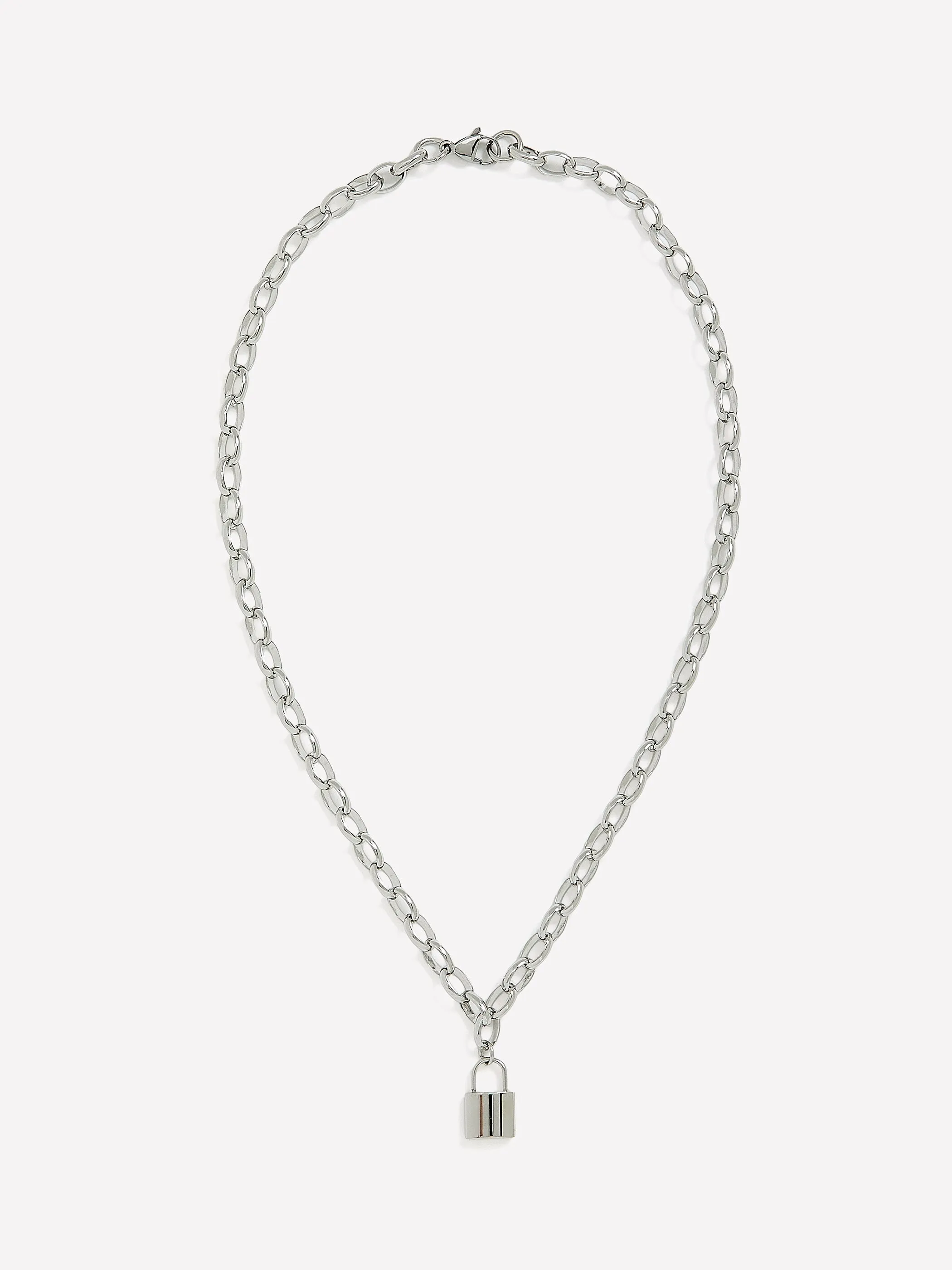 Stainless Steel Necklace with Lock Pendant sold by RW&CO. product image thumbnail 2