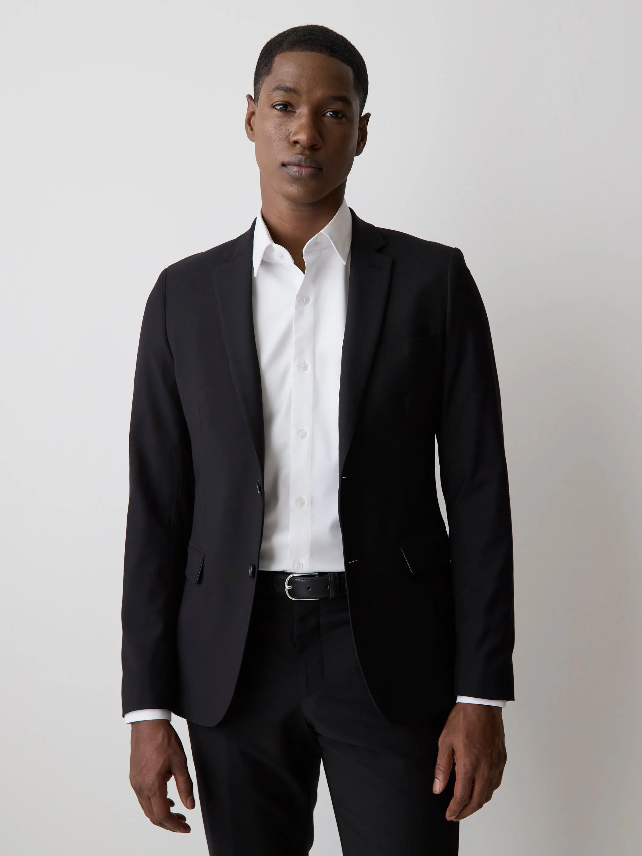 Essential Slim Fit Black Wool-Blend Suit Blazer sold by RW&CO. product image thumbnail 2