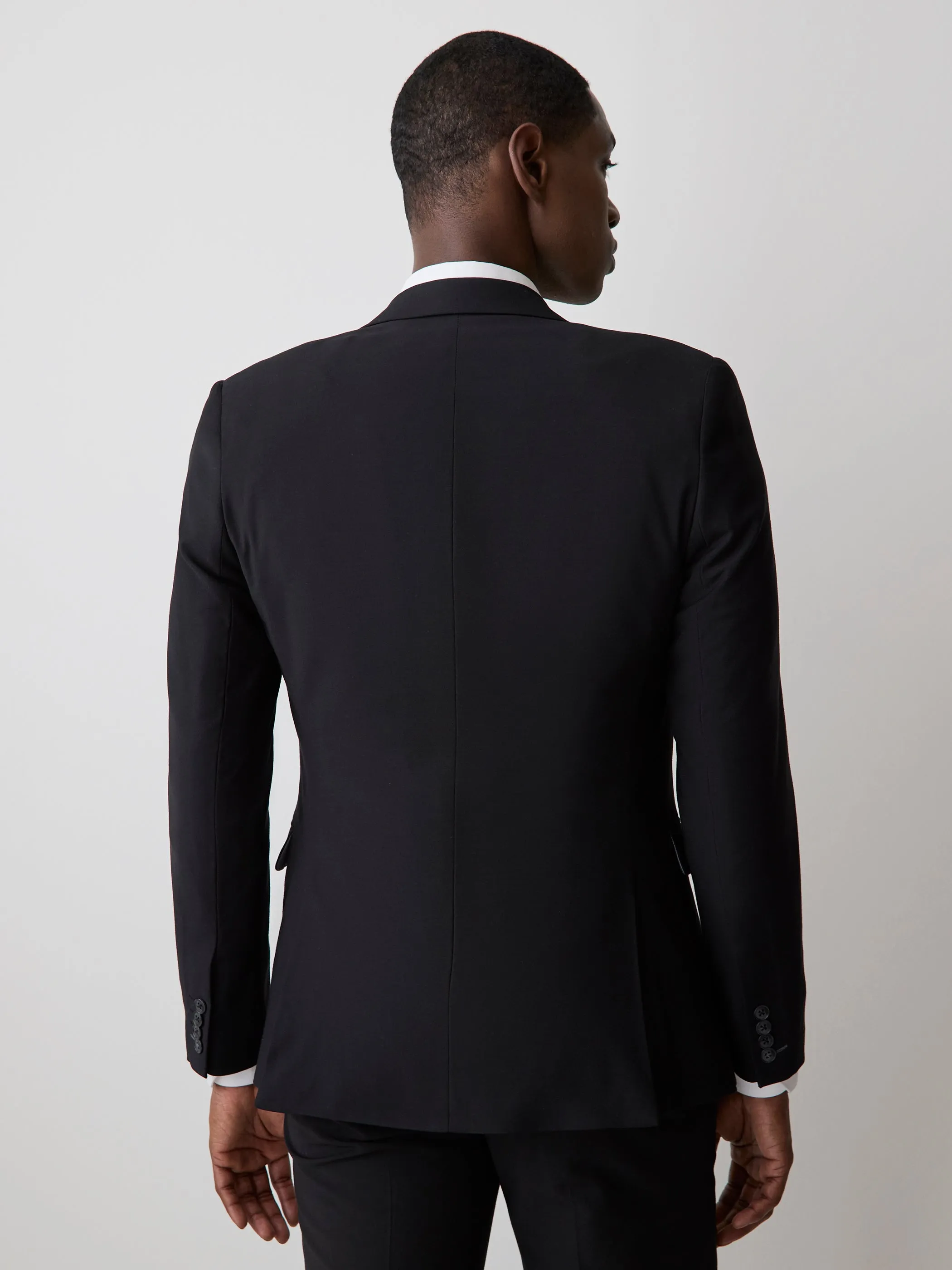 Essential Slim Fit Black Wool-Blend Suit Blazer sold by RW&CO. product image thumbnail 3