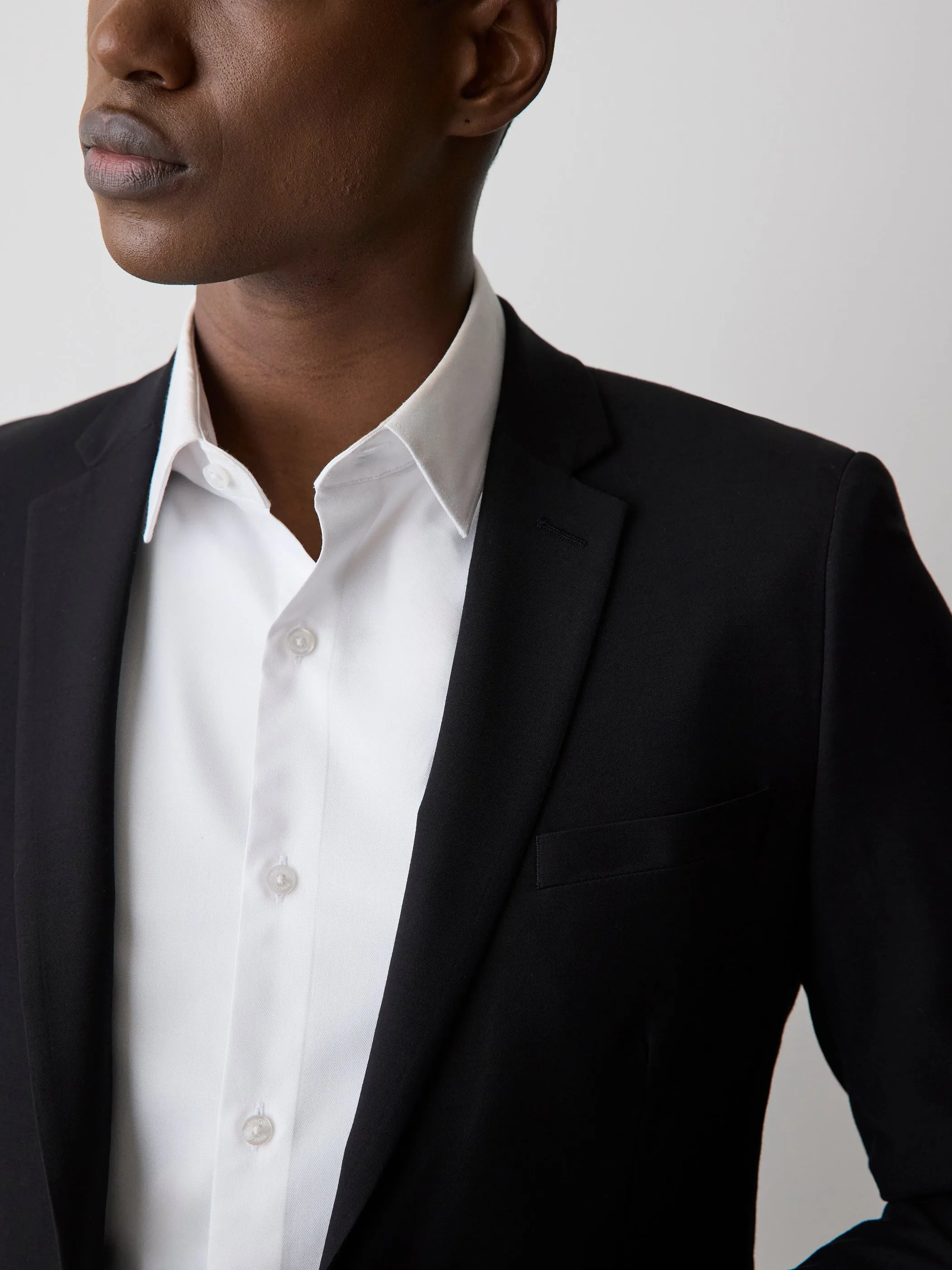 Essential Slim Fit Black Wool-Blend Suit Blazer sold by RW&CO. product image thumbnail 4