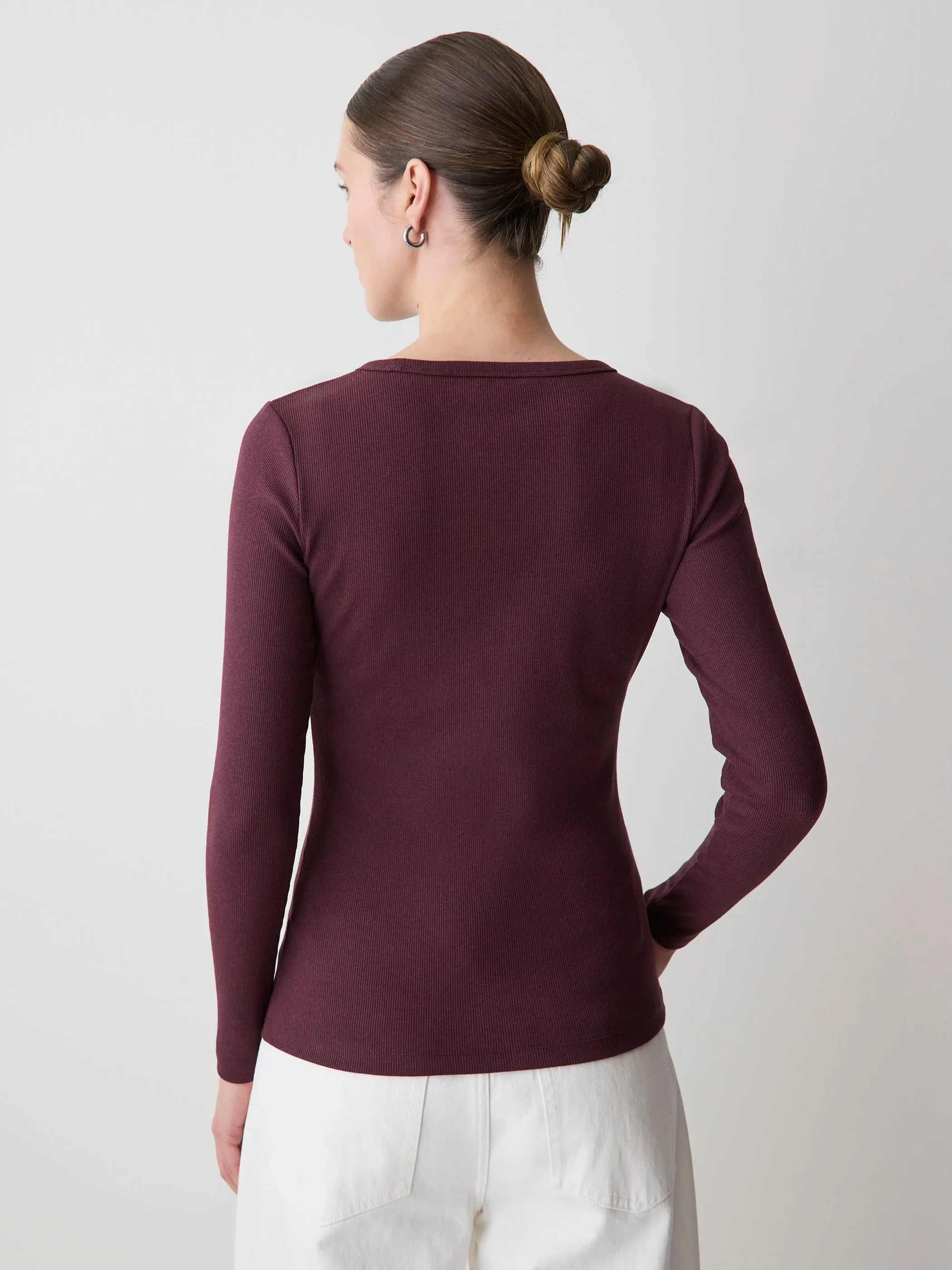 Long-Sleeve Crew-Neck Fitted Ribbed Tee sold by RW&CO. product image thumbnail 3