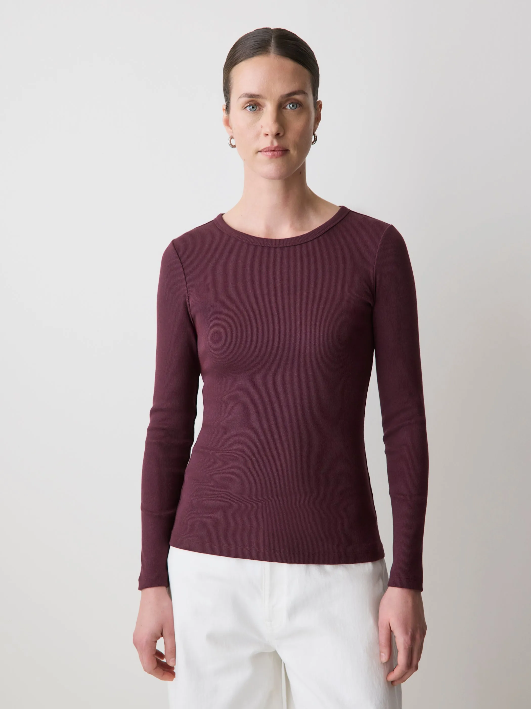 Long-Sleeve Crew-Neck Fitted Ribbed Tee sold by RW&CO.