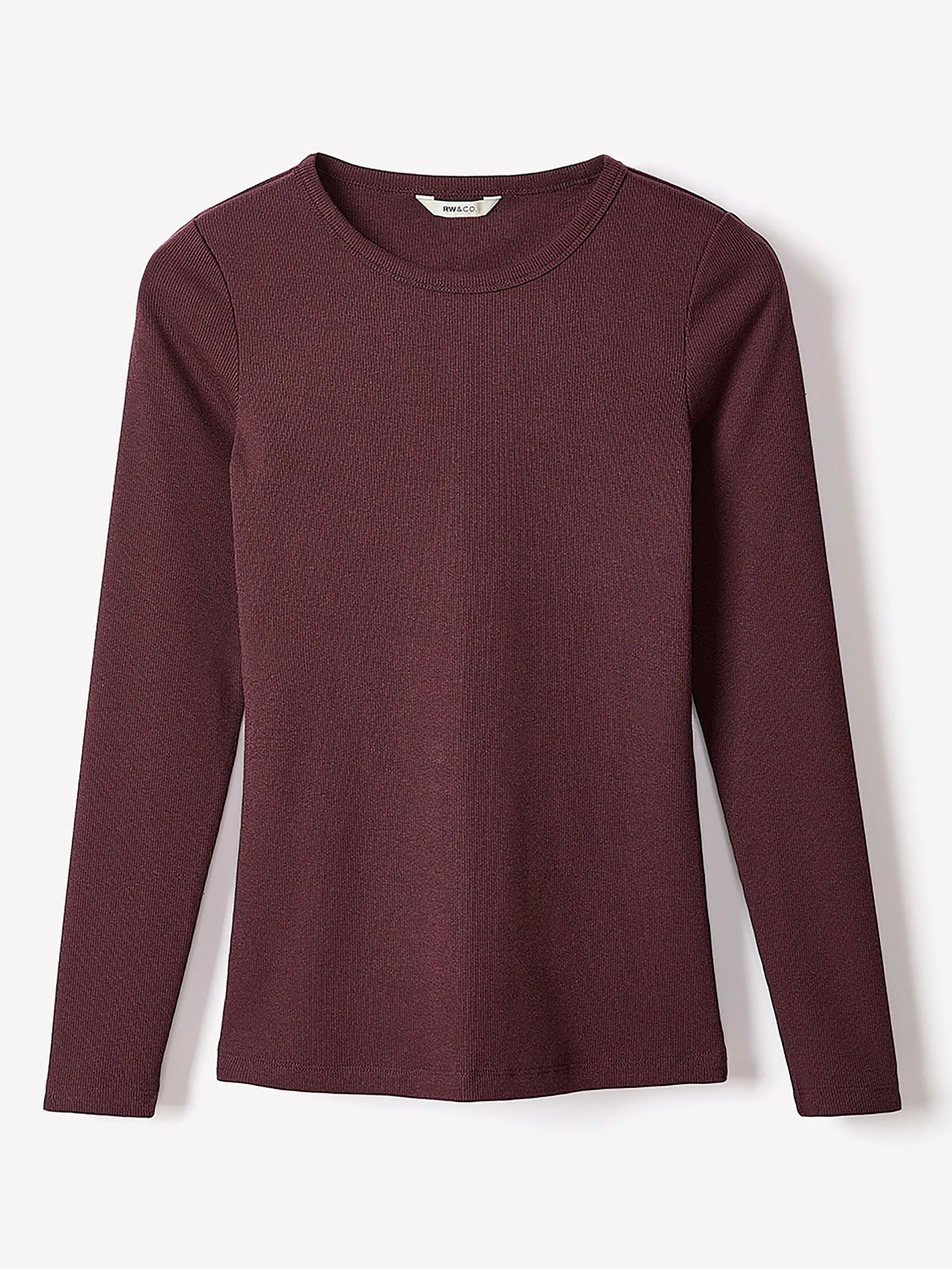 Long-Sleeve Crew-Neck Fitted Ribbed Tee sold by RW&CO. product image thumbnail 5